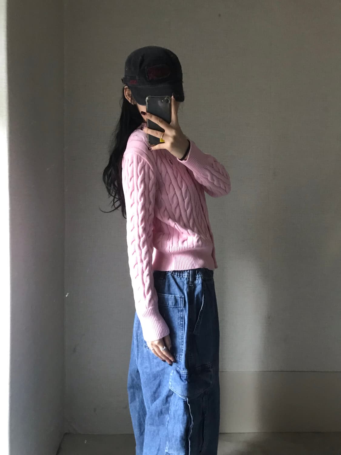 폴로 연핑크 케이블 니트 가디건 상품이미지2