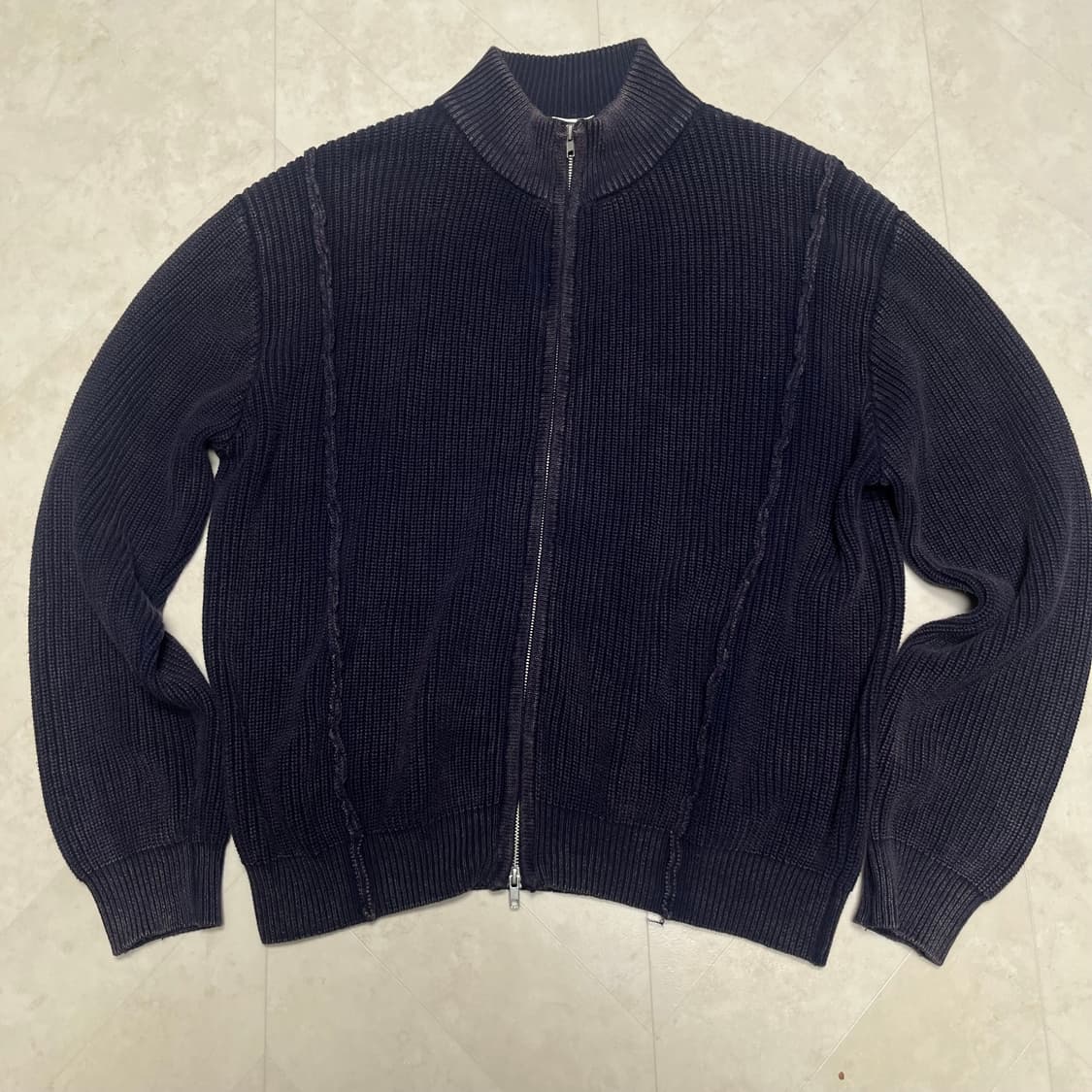 (L)파르티멘토 빈티지 워시드 니트집업자켓 다크네이비 상품이미지4