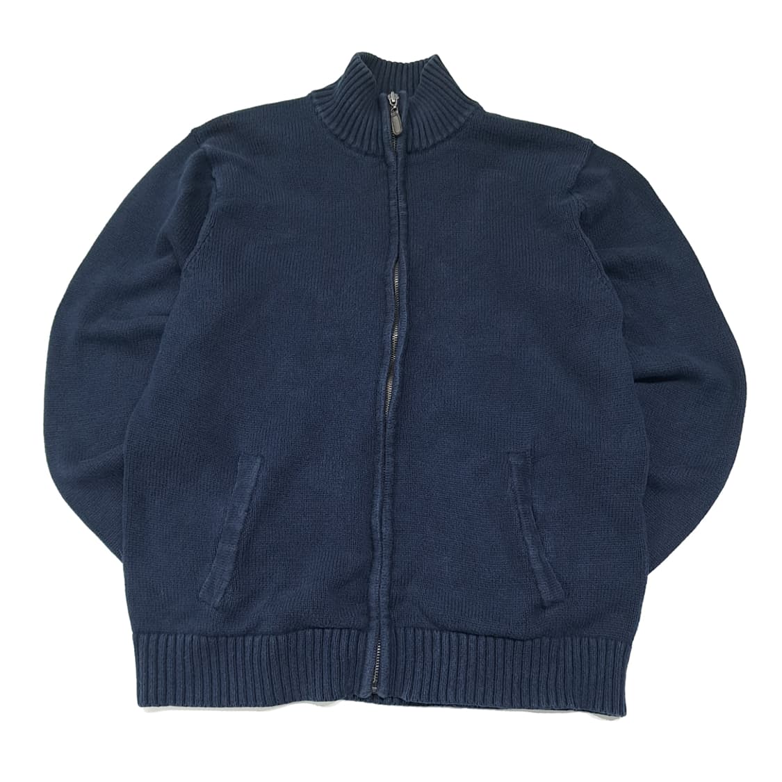 CL037 엘엘빈 코튼 레더풀러 네이비 풀집업 가디건 상품이미지1