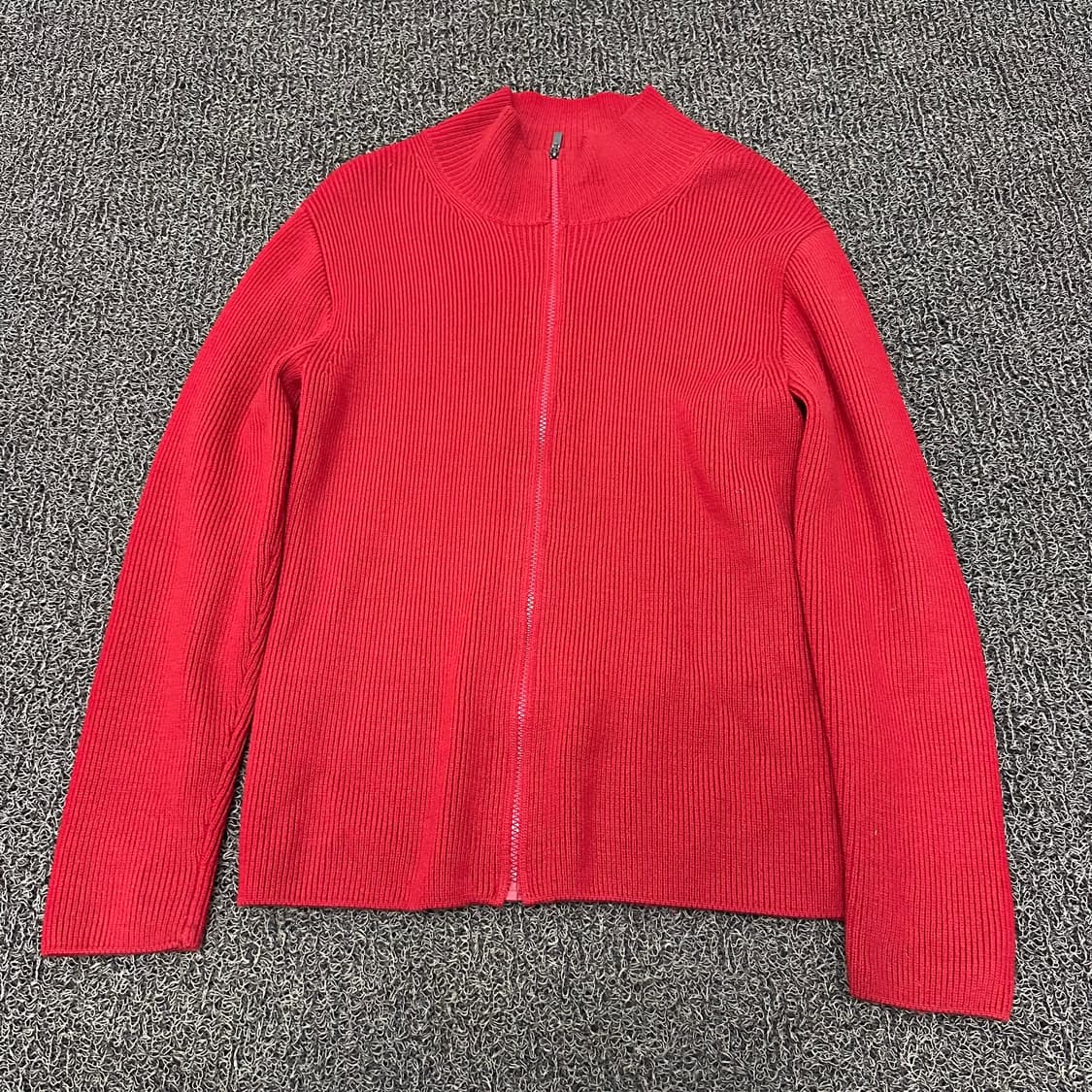 INTERMEZOO 인터메조 골지 니트 집업 레드 100(L) 상품이미지1