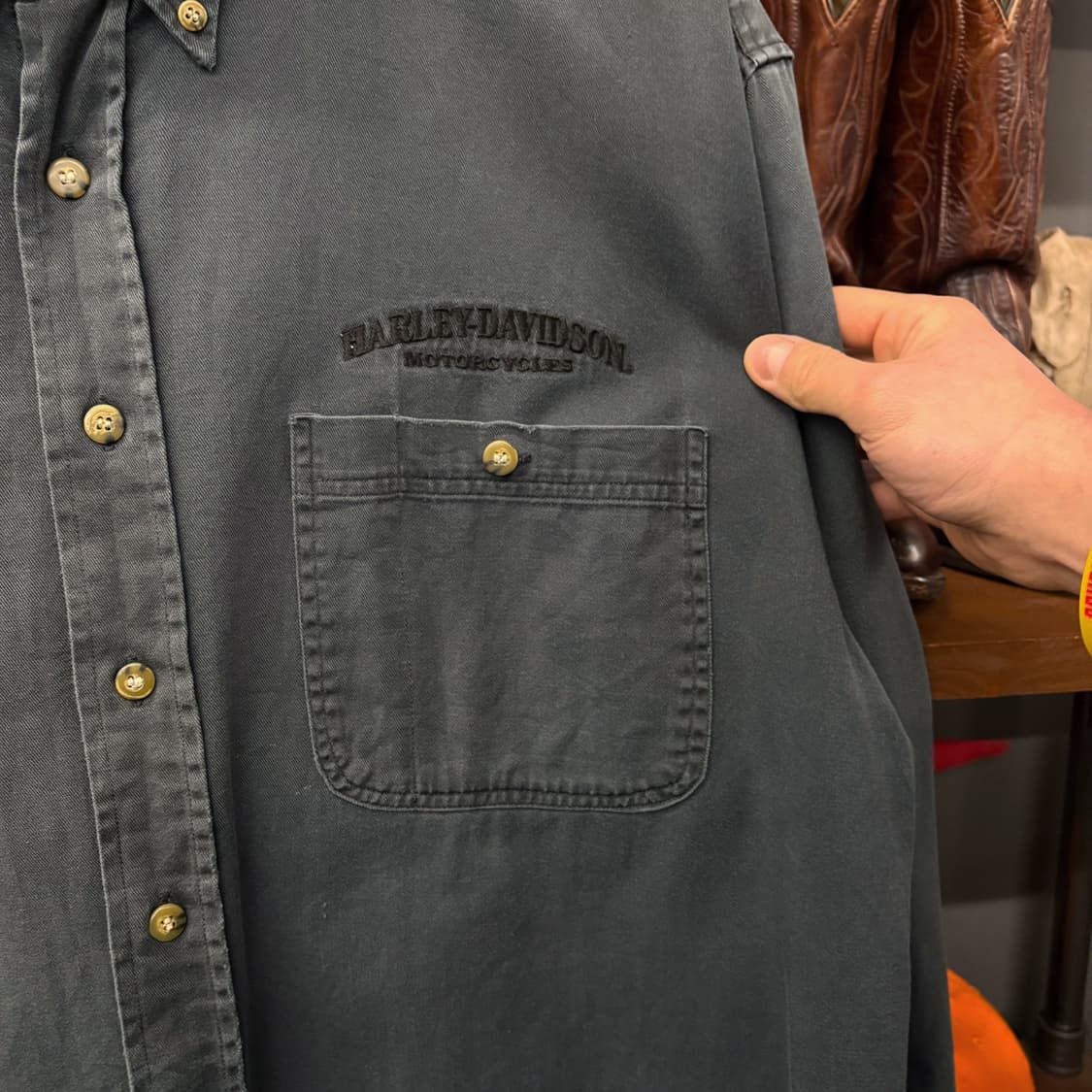 90s 할리데이비슨 모터사이클 캐주얼 버튼다운 워크셔츠 N458 상품이미지5