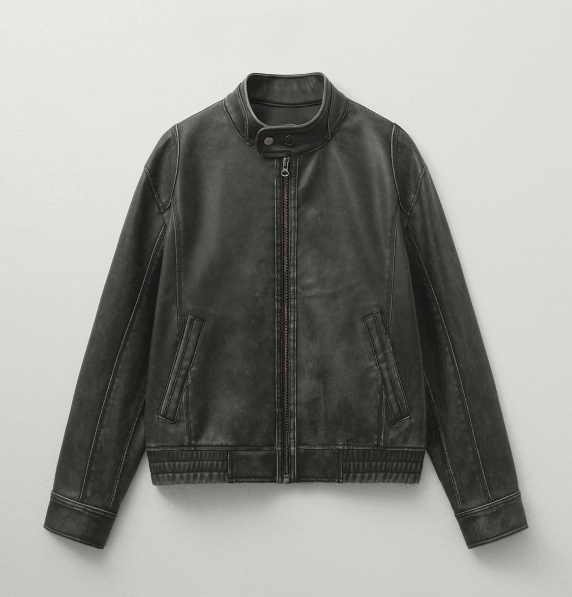 헬레네 파리스 워시드 레더 블루종 점퍼 [빈티지 그레이] 상품이미지1