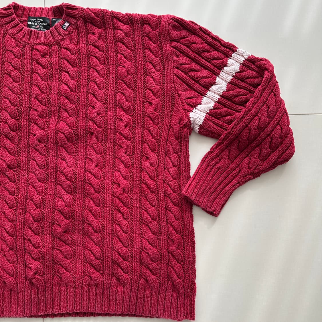 90s 폴로 진스 케이블 피셔맨 코튼 니트 XXL 상품이미지2