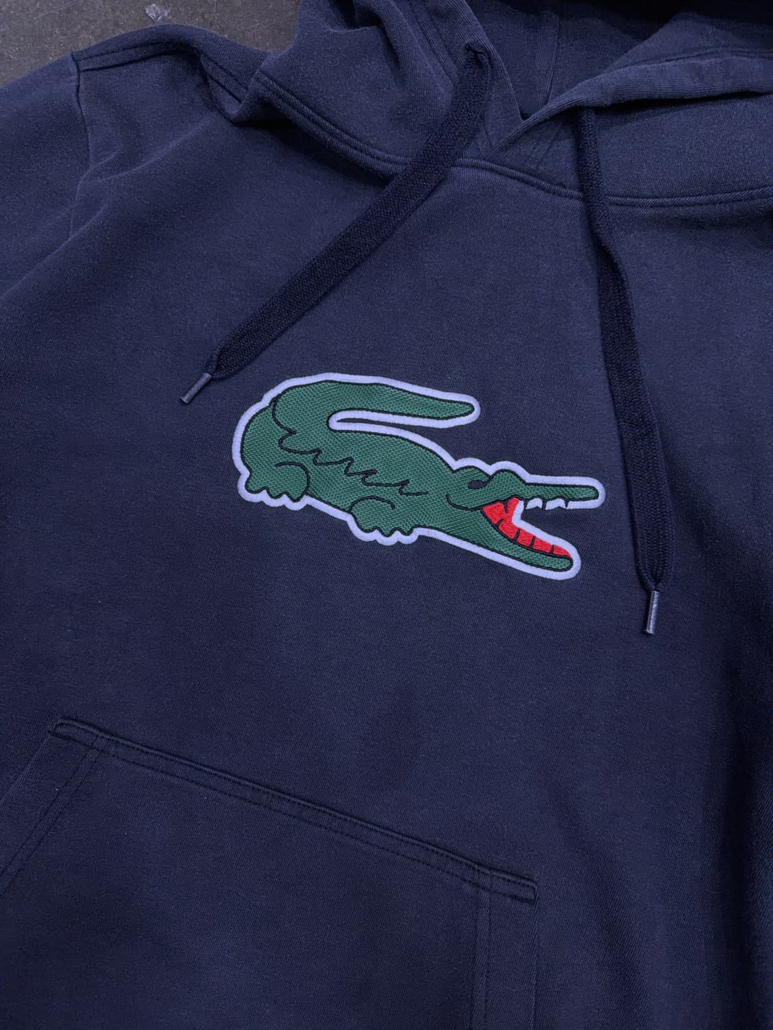 라코스테 빅로고 패치 자수 후드티 후디 다크그레이 L 상품이미지4
