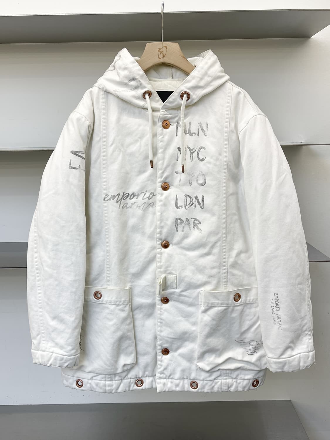 엠포리오 아르마니 U.S.N 밀리터리 레터링 후드 파카 상품이미지1