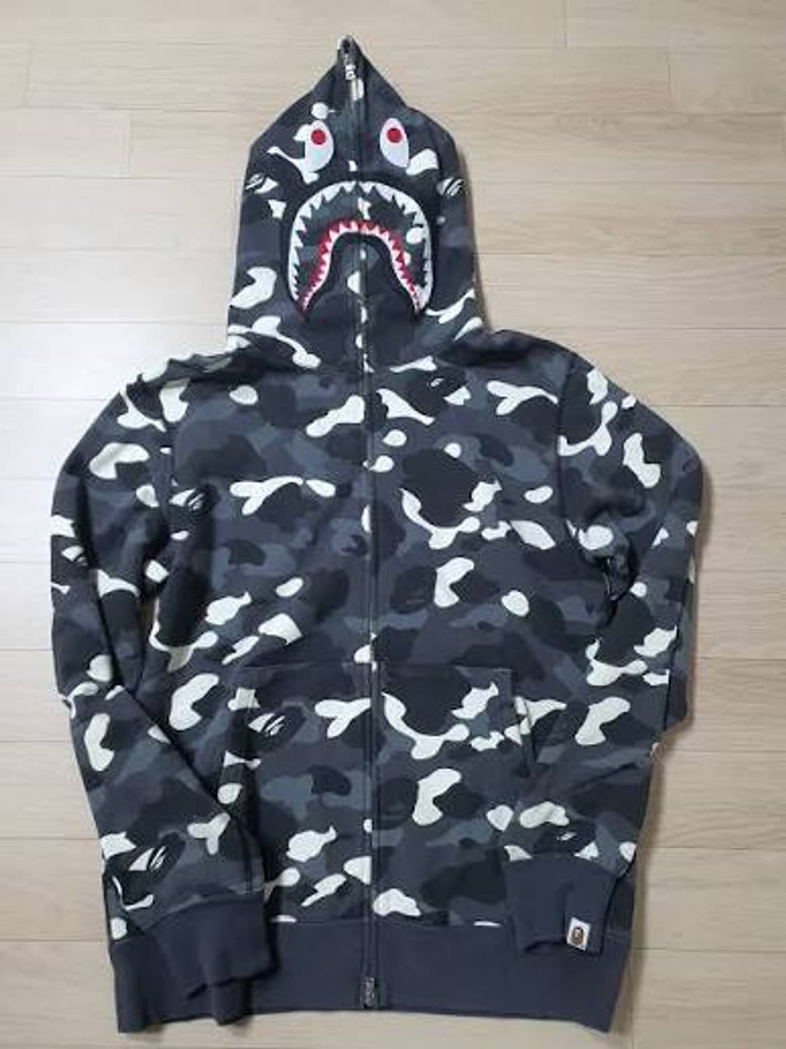 베이프 풀집 야광 카모 후드집업 블랙 상품이미지3