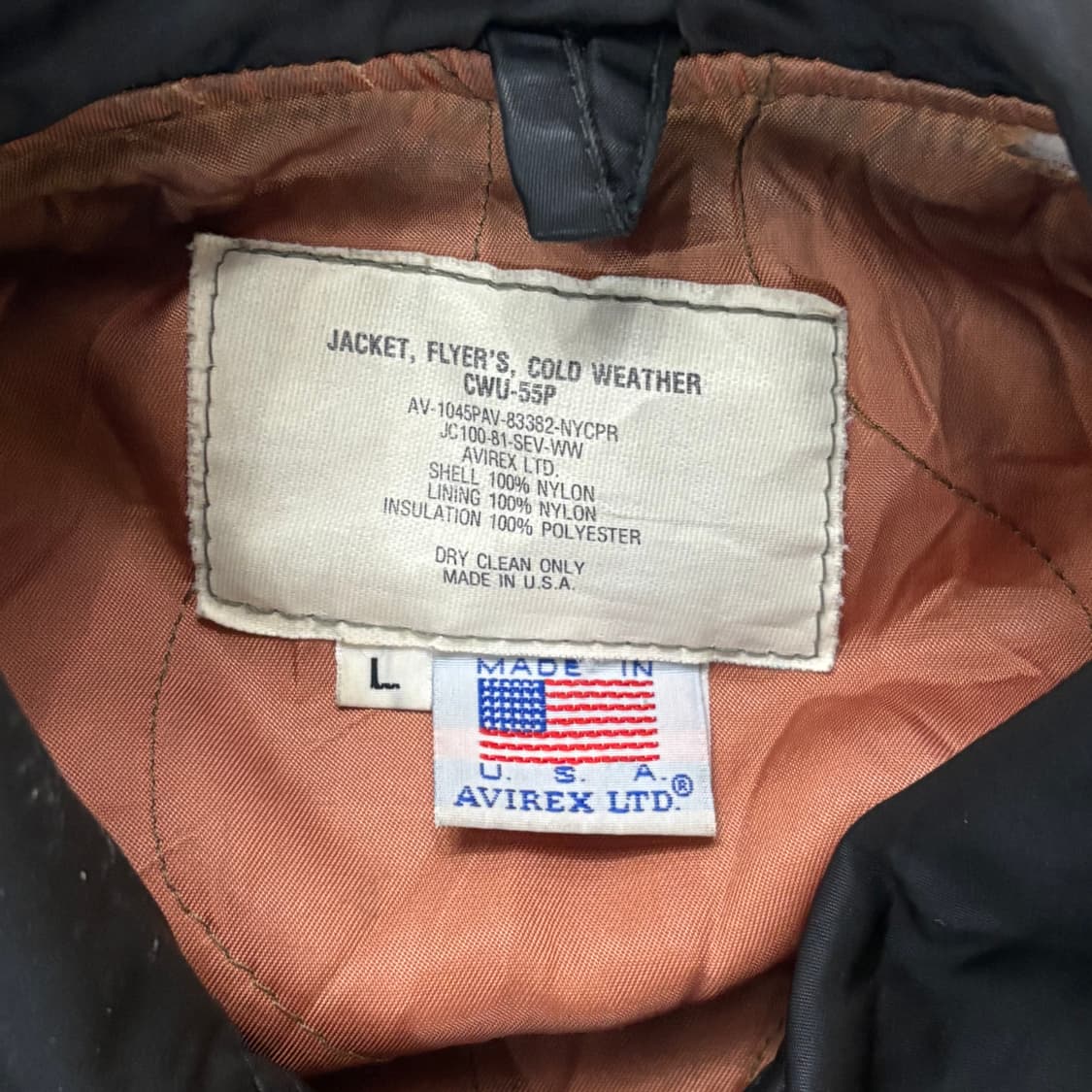 아비렉스 CWU-55 미군 플라이트 자켓 블랙 미제 USA 상품이미지3