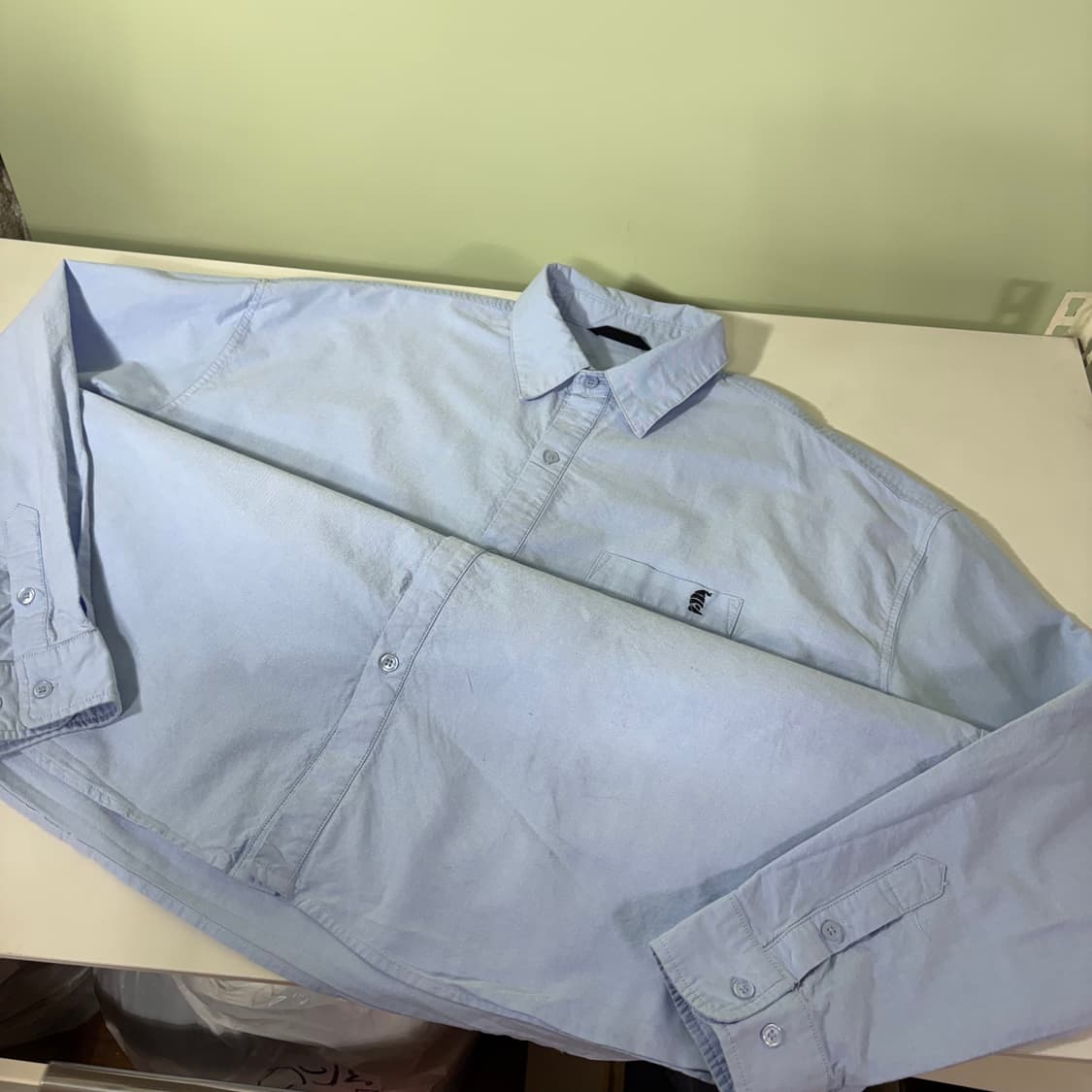 XL 트릴리온 스카이블루 원포켓 오버핏 셔츠 상품이미지2