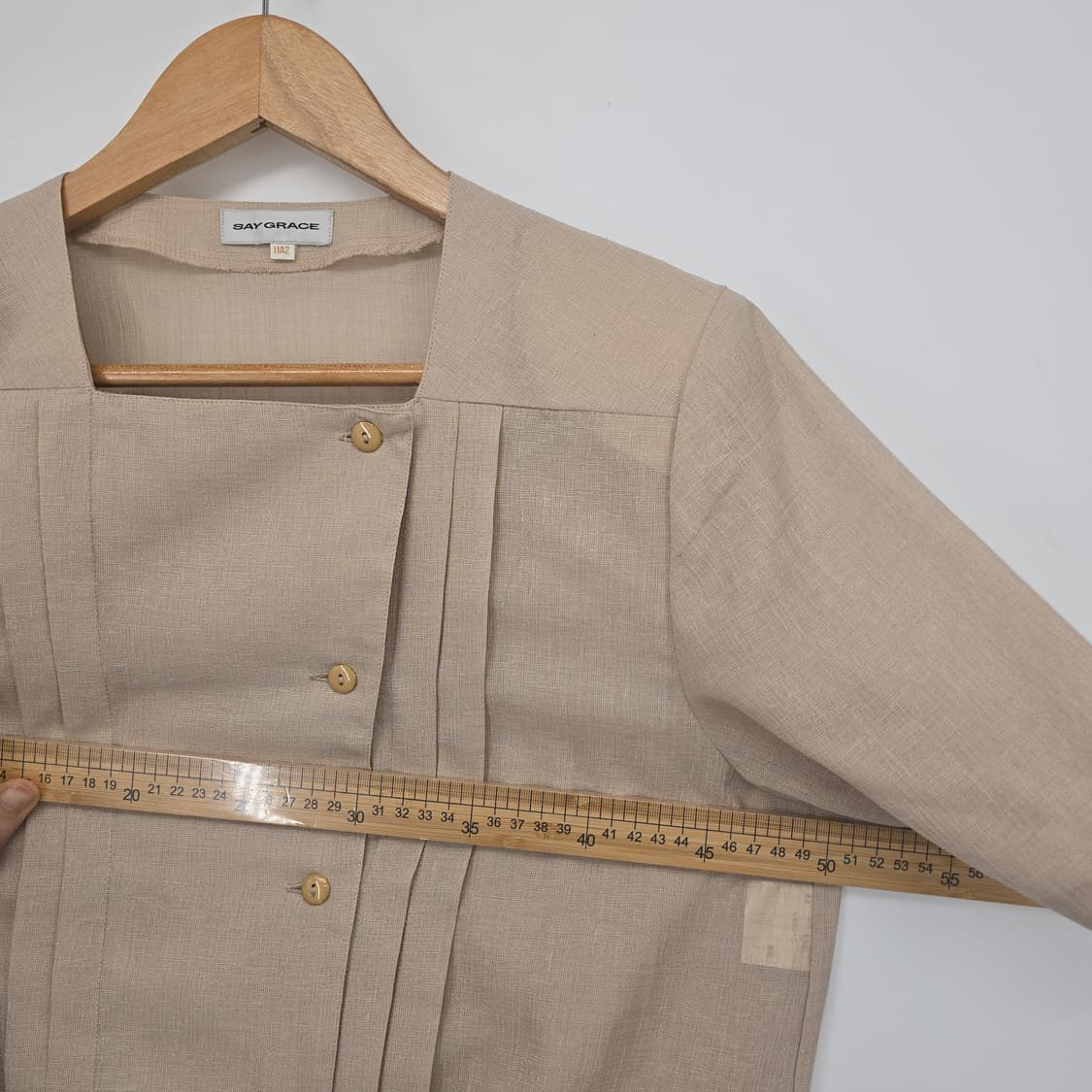 일본 빈티지 세이오라제 베이지 린넨 반팔 블라우스 상품이미지4