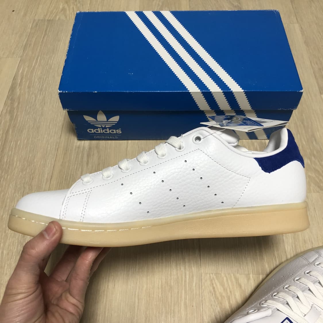 (280) 새상품 아디다스 adidas 스탠스미스 화이트 리얼레더 블루 상품이미지6