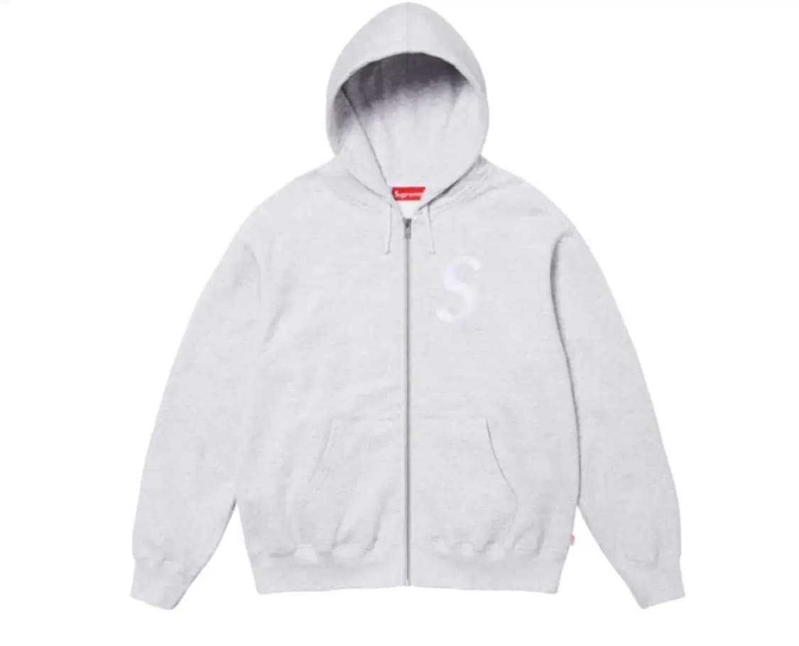 슈프림 S 로고 집업 후드 스웨트셔츠 애쉬 그레이 - 24FW 상품이미지1