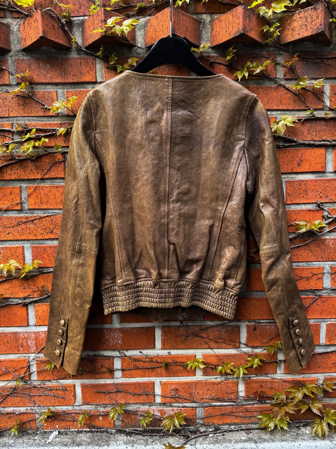 Vintage Brown Leather Zip Jacket  상품이미지7