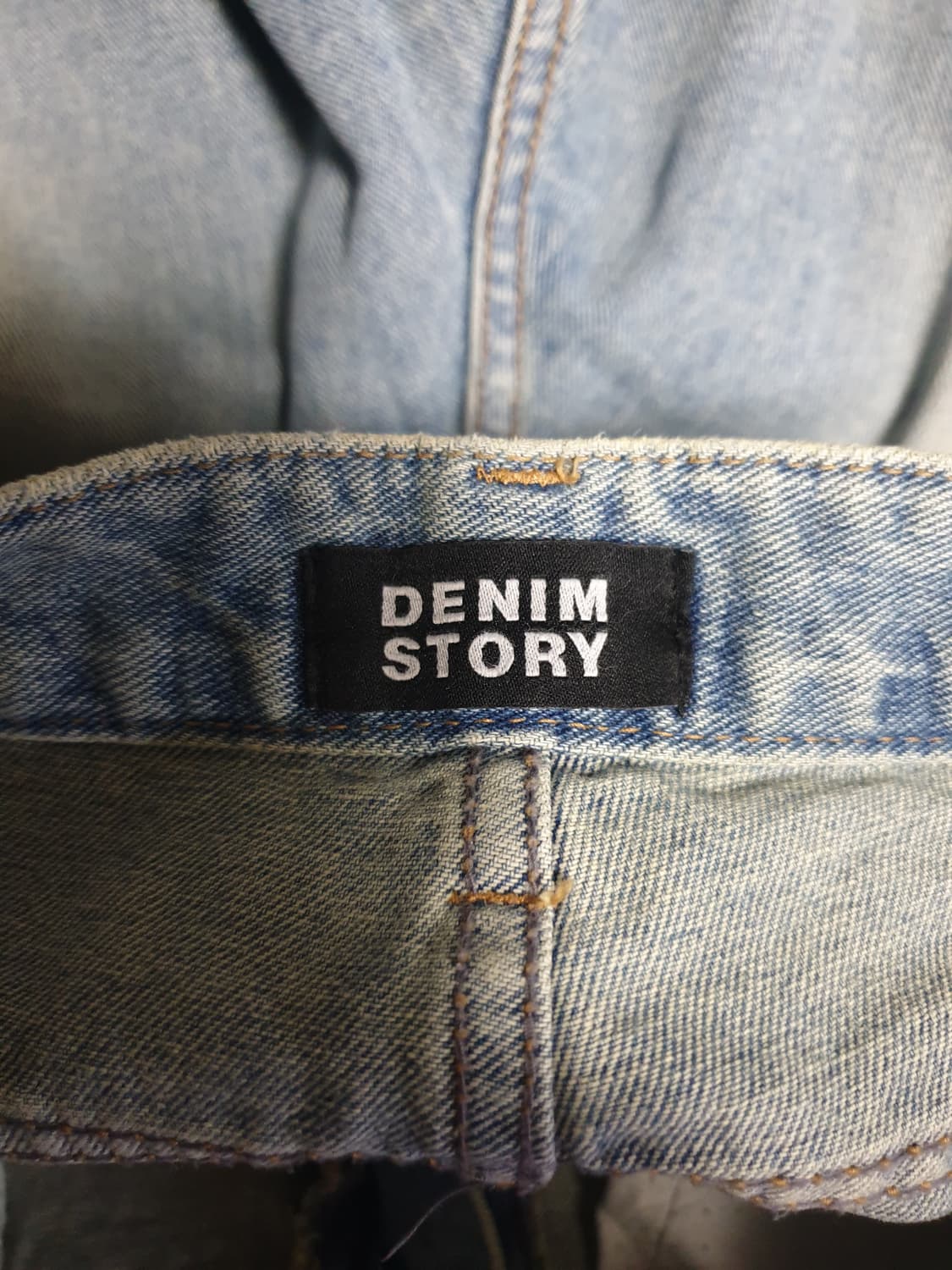 데님스토리 빈티지워싱 세미와이드 데님팬츠 연청 (M) 상품이미지5