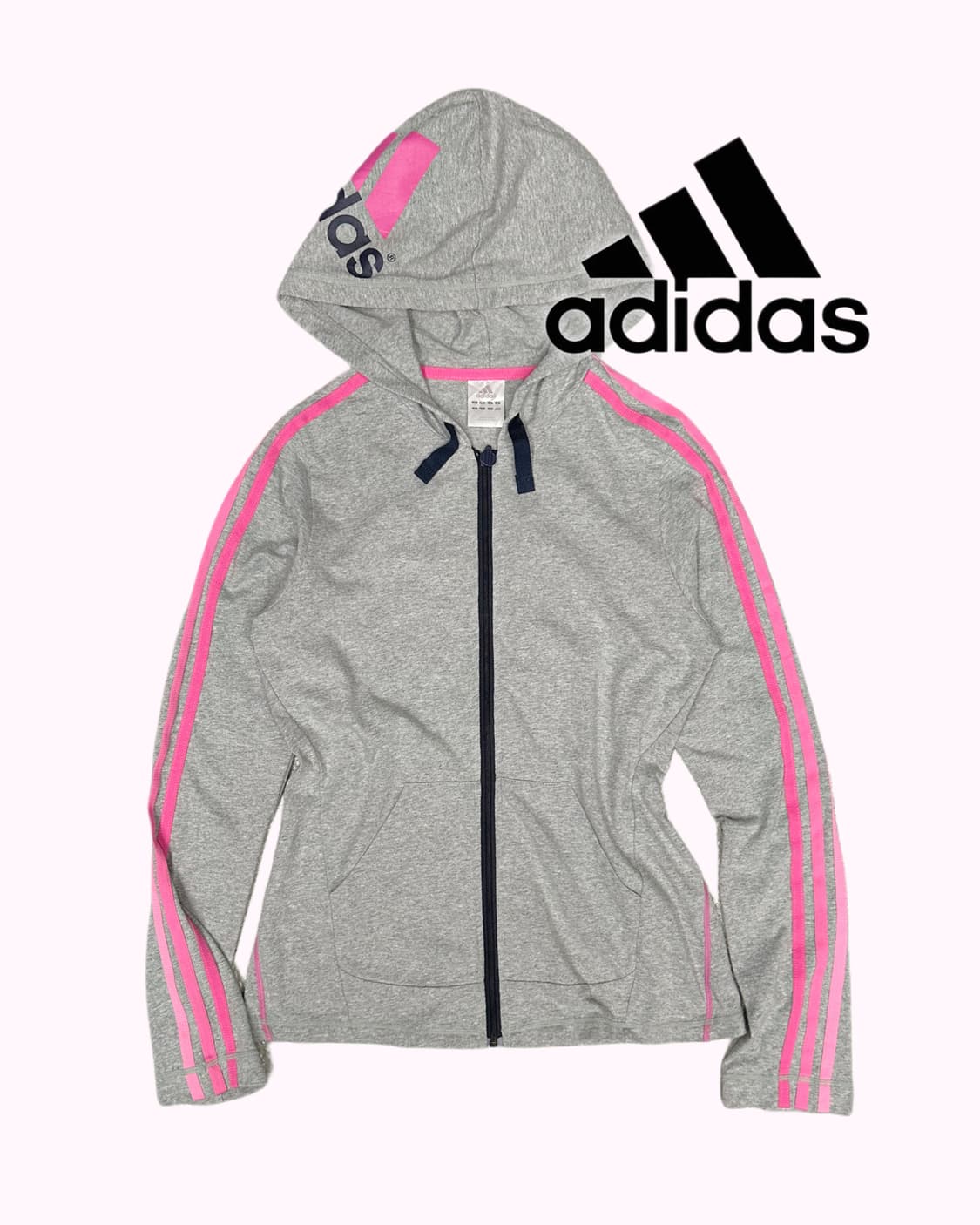 pink logo grey hood zip-up 상품이미지1