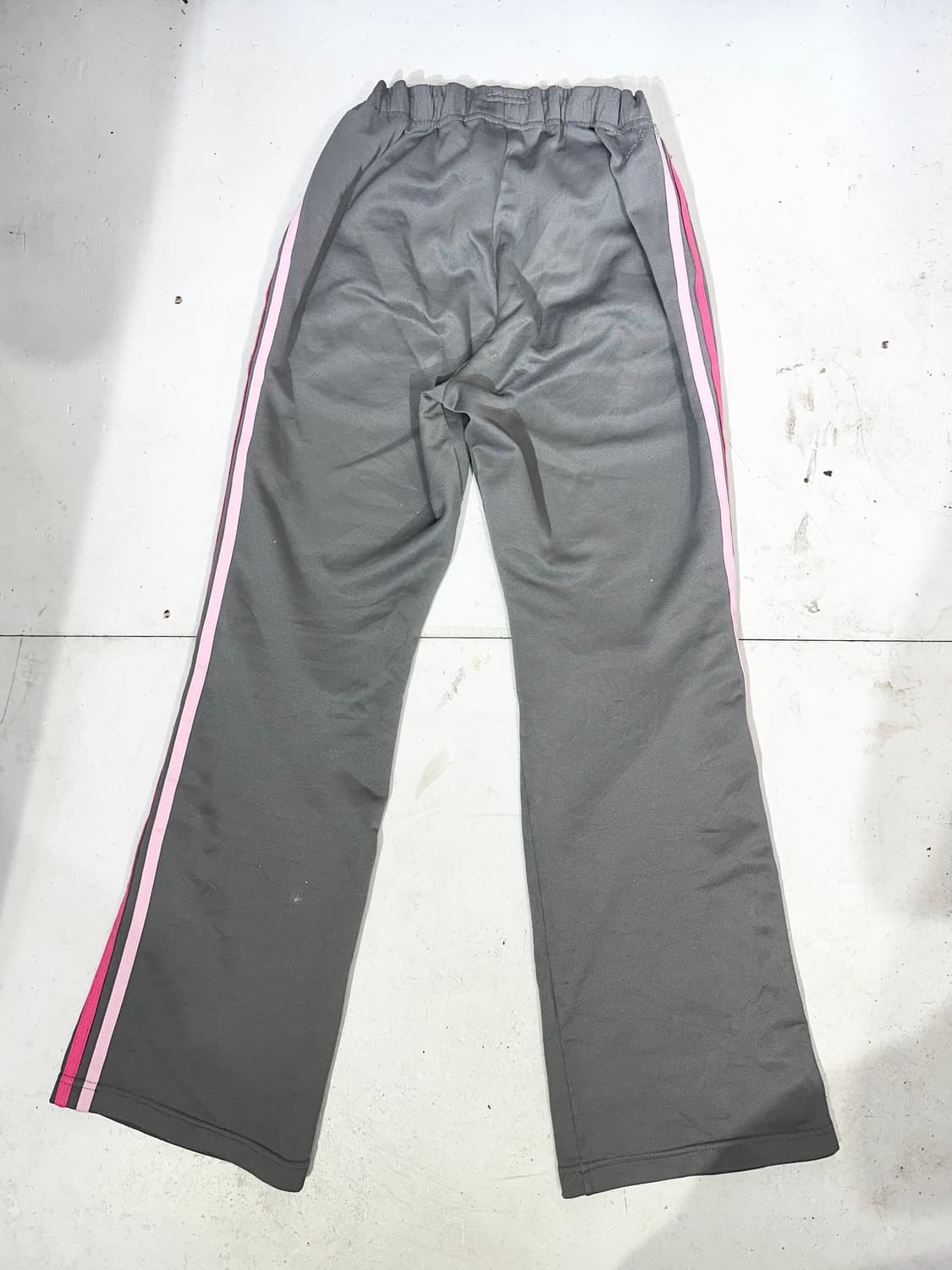 00s 아디다스 대장급 와이드 부츠컷 그레이 핑크 삼선 트레이닝 팬츠 M 상품이미지5