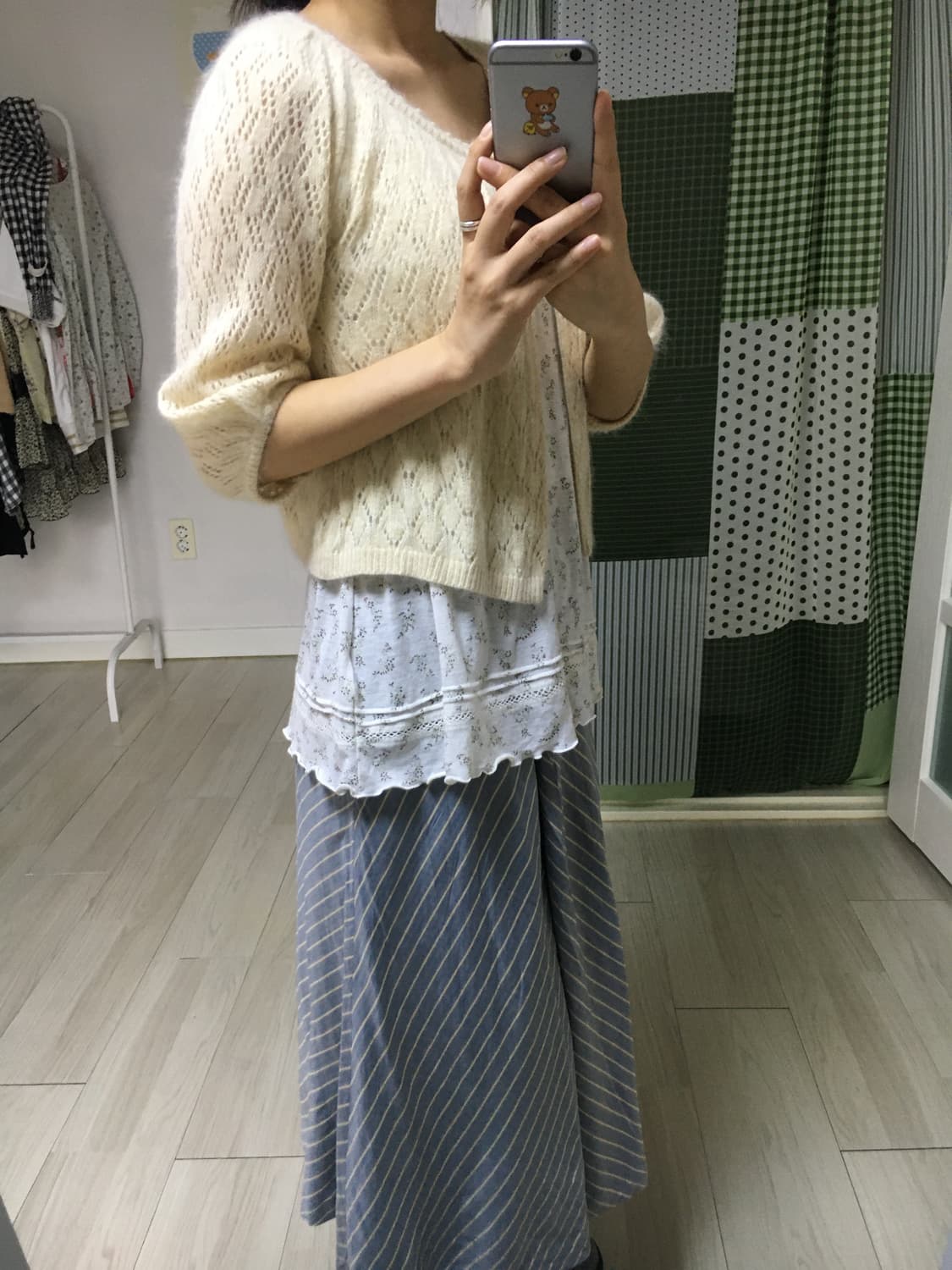 연한 베이지 앙고라 가디건 상품이미지9