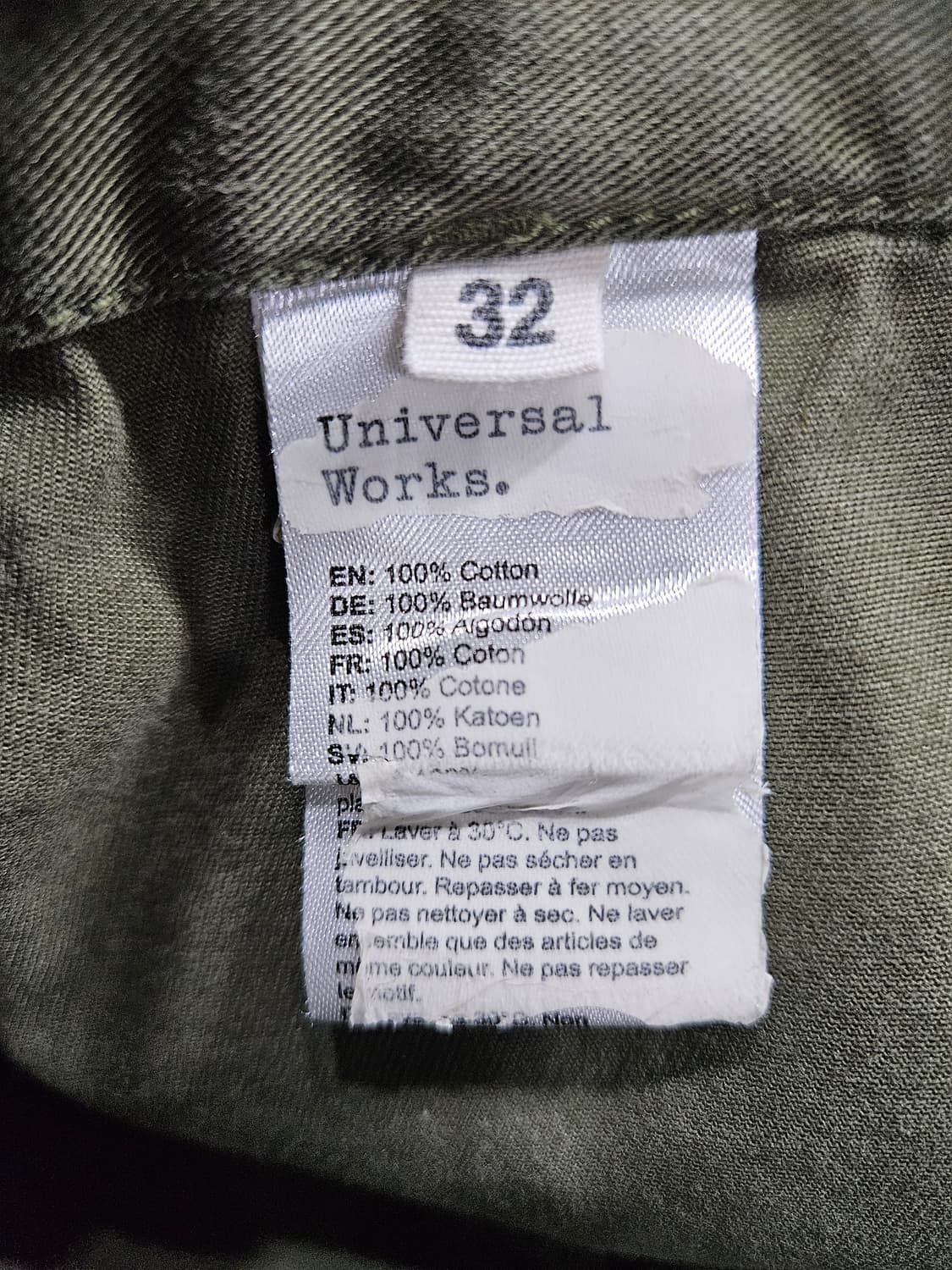 유니버셜웍스 카키 남성 허리 32 데님 배기팬츠  상품이미지9