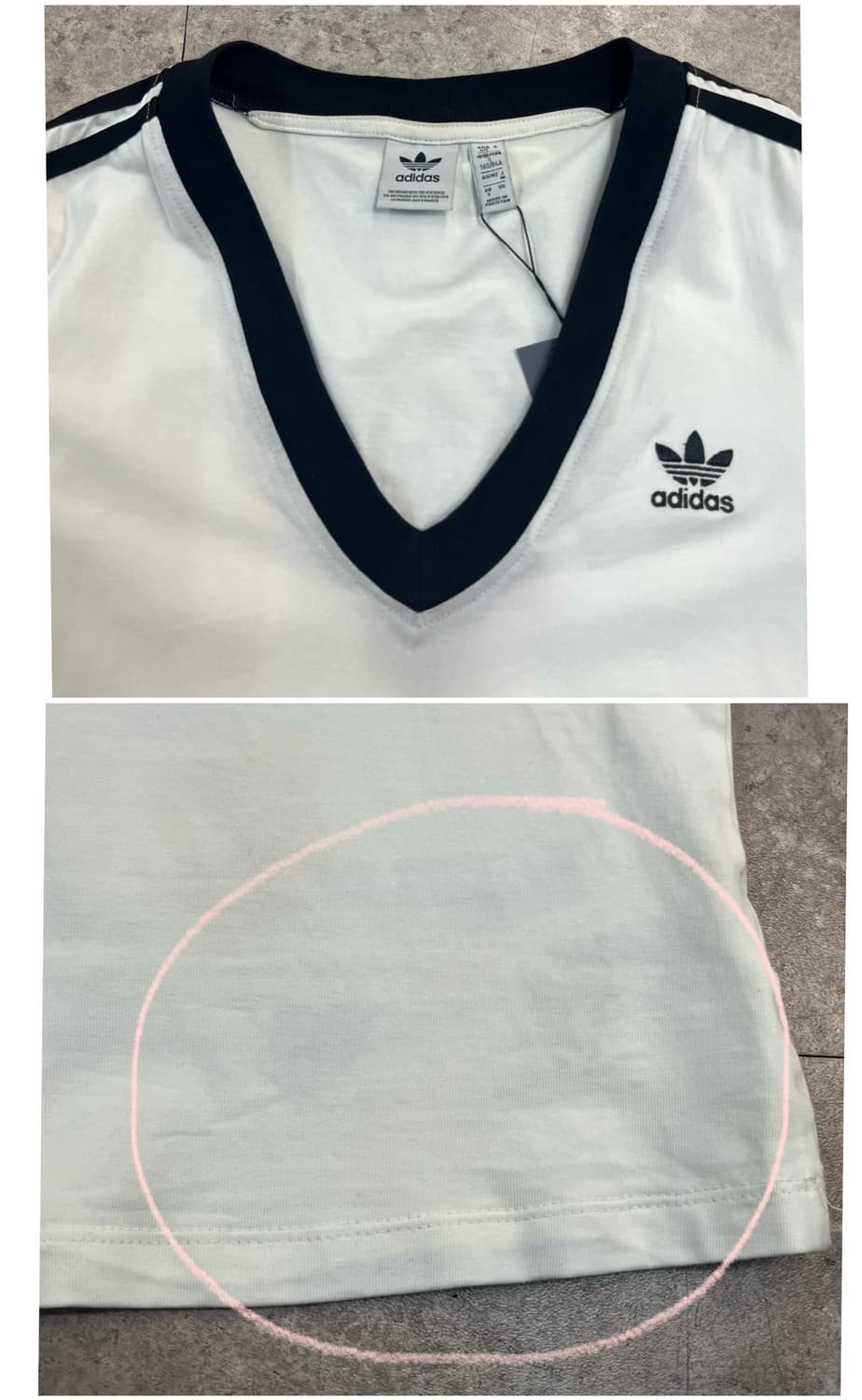 아디다스 브이넥 슬림핏 반팔티 화이트 S #csz3911 상품이미지6