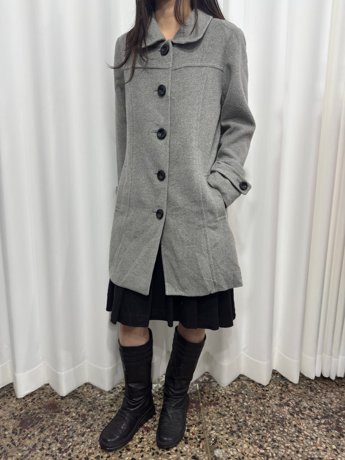 soft gray button coat 상품이미지4