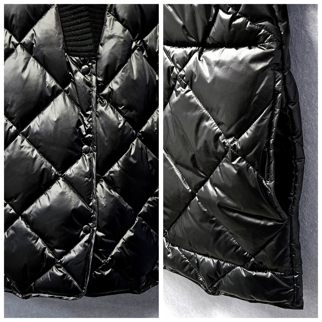 탑드레싱 브이넥 퀄팅 누빔 다운 패딩 상품이미지4