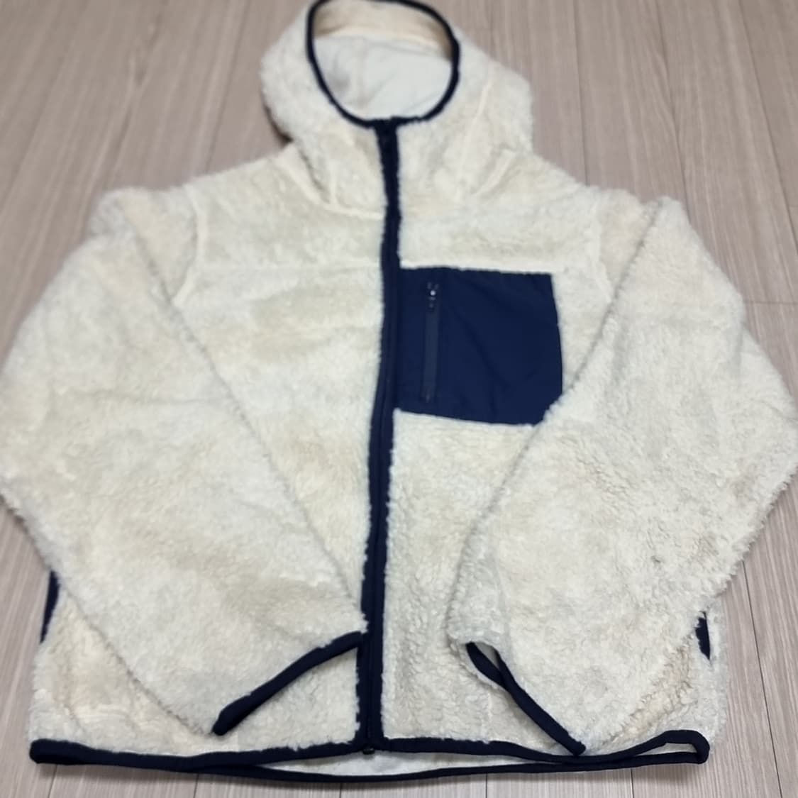 일본ocen 아이보리 후리스 후드집업 네이비 포인트(95) 상품이미지1