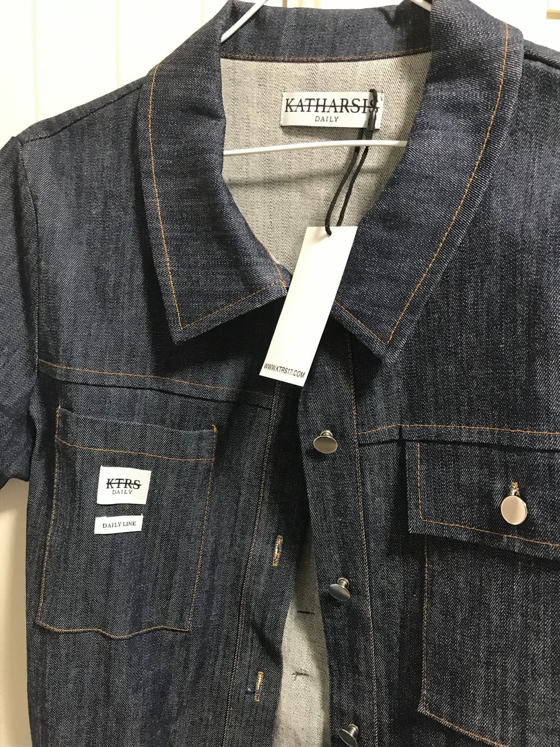 카타르시스 데일리 데님 미니 원피스 진청 반팔 S 상품이미지4