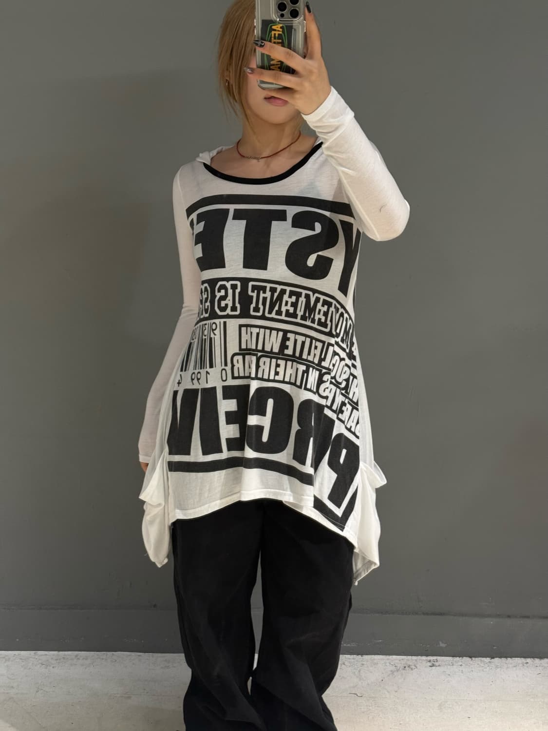unbalance cutting lettering hood sleeve 상품이미지1