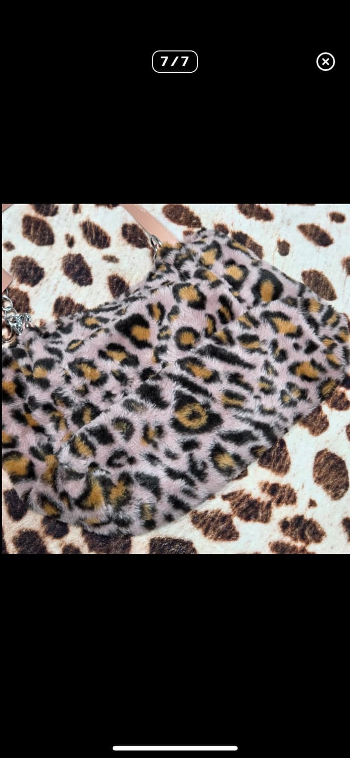 빈티지 레오파드 핑크 퍼 갸루 숄더백 상품이미지7