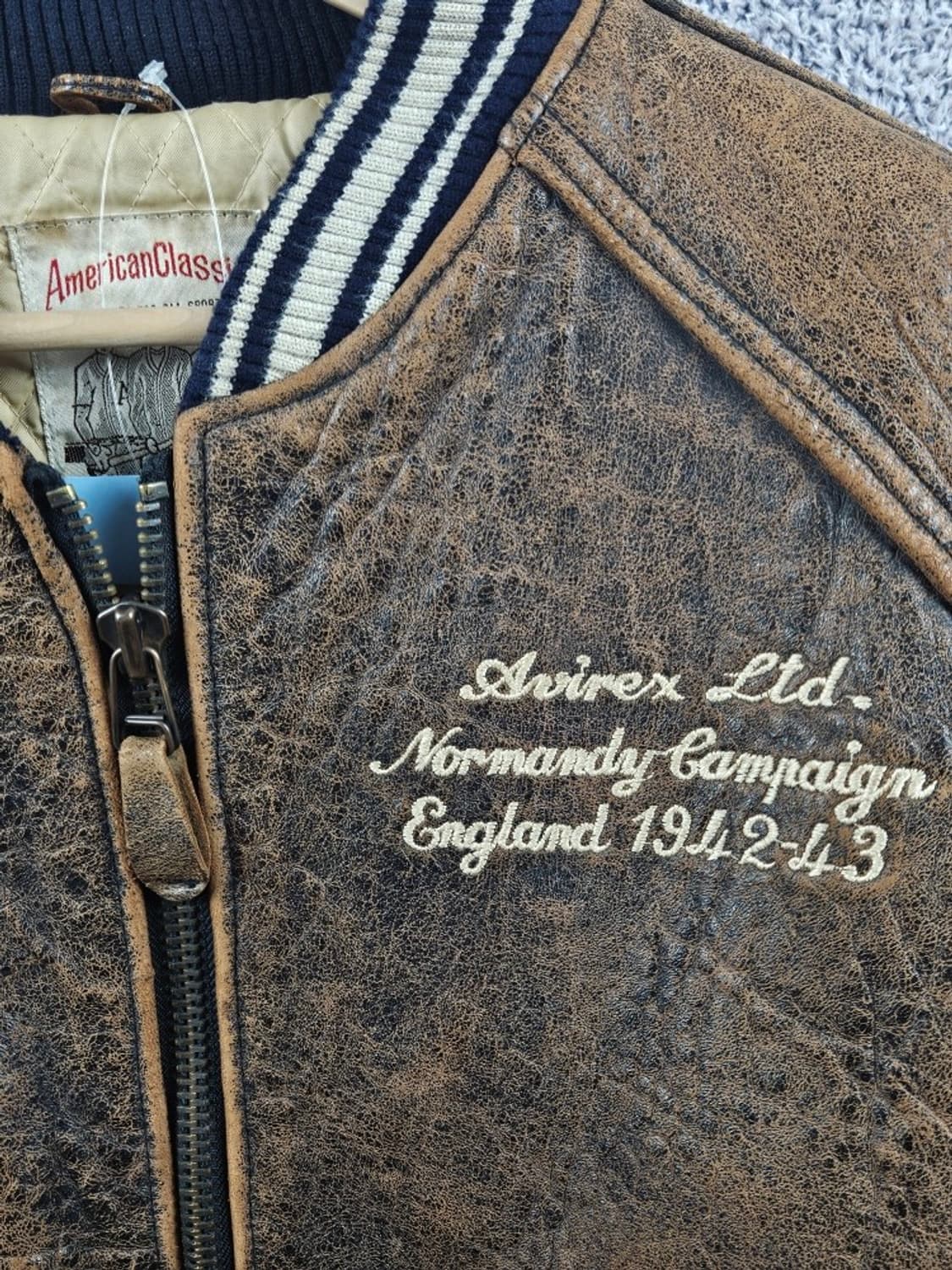 아비렉스 아이콘 가죽 브라운 블루종 자켓 ( XS ) / 10980 상품이미지5