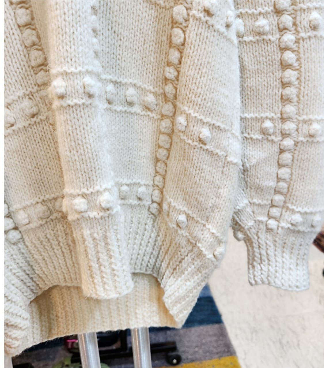 Northern country 아이보리 울 폼폼 투 버튼 빈티지 스웨터 상품이미지6