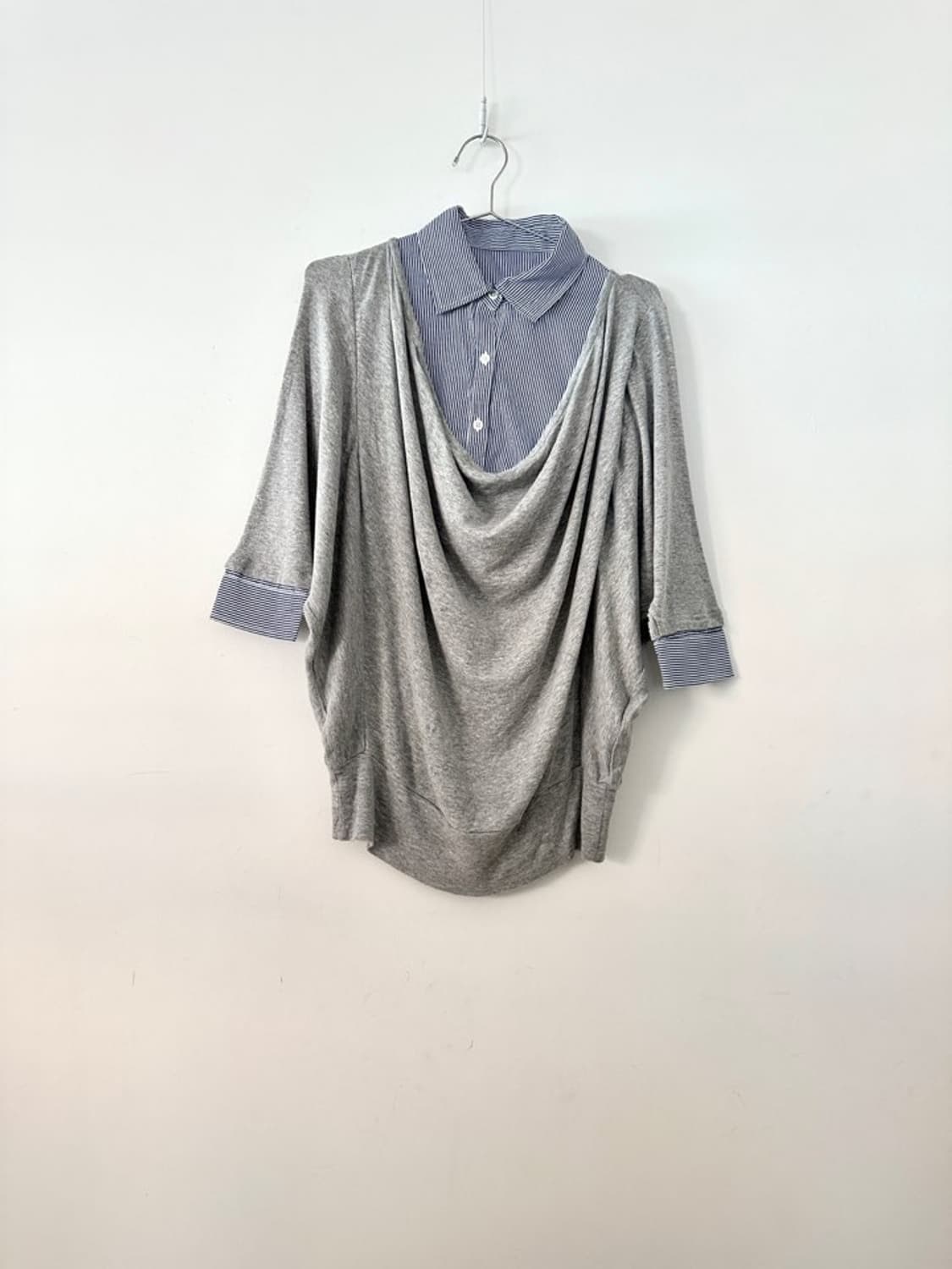 Stripe drape top / grey 상품이미지1