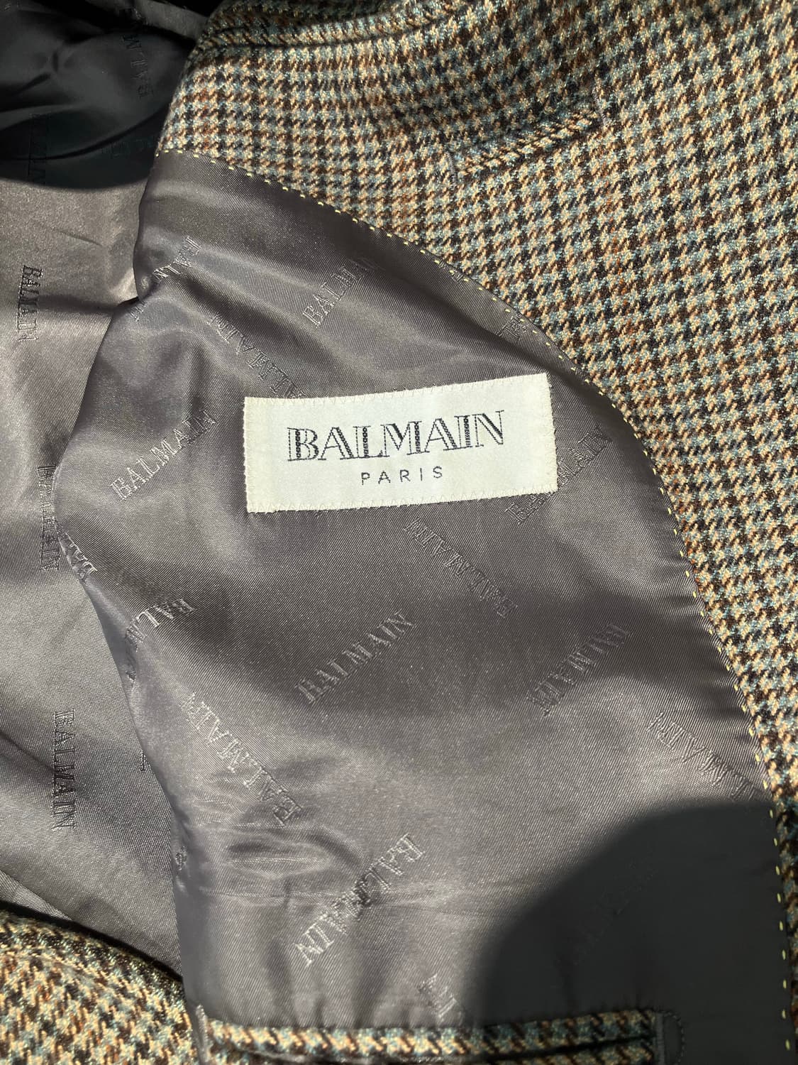 Balmain 체크 엘보우 패치 울 자켓 상품이미지6