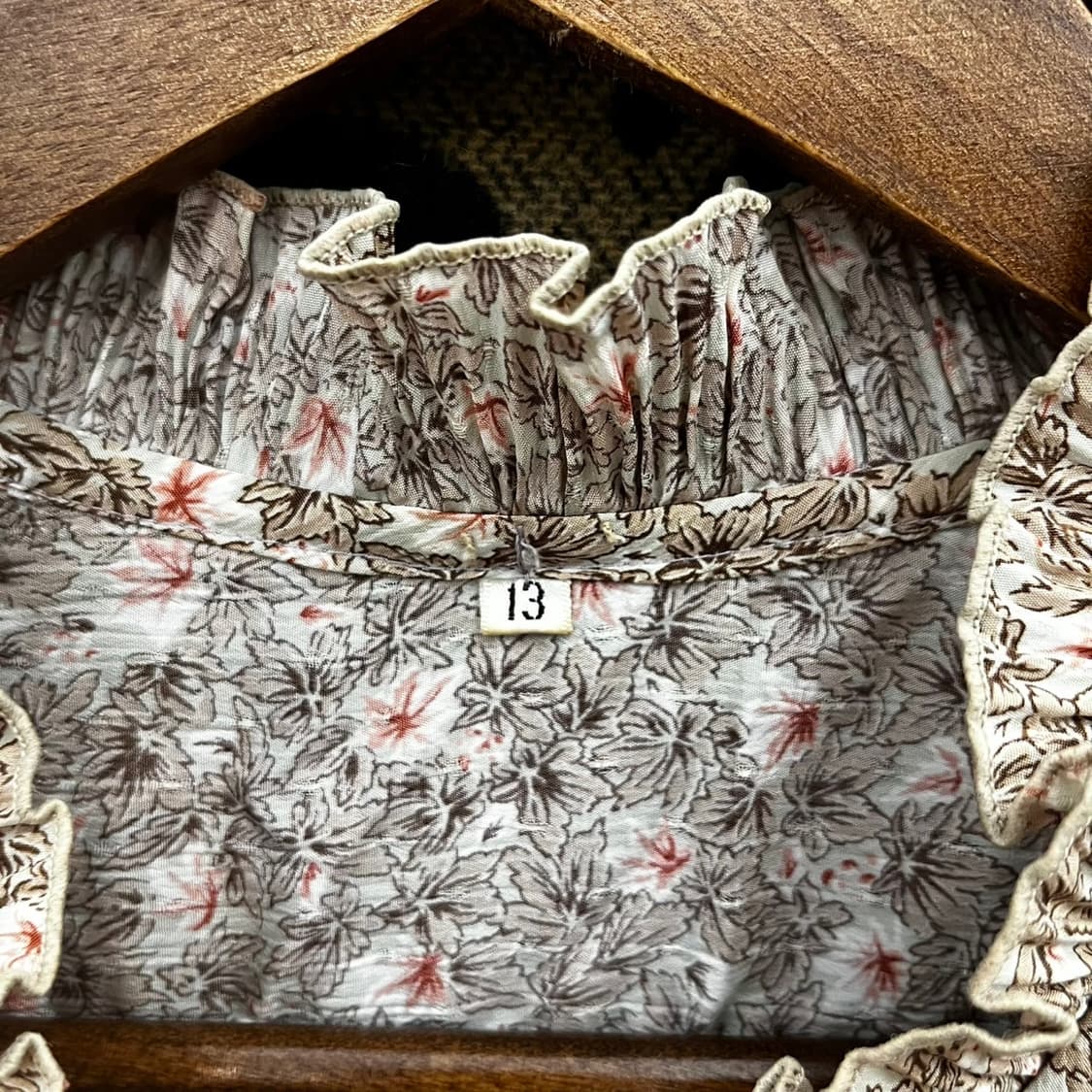 빈티지 프릴 레이스 플로럴 모티브 러플 리본 블라우스 K0138 상품이미지5