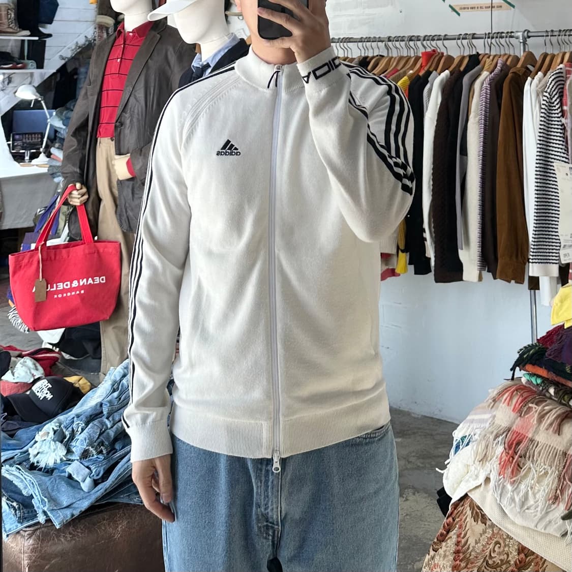 (착용컷) 아디다스 니트 집업 자켓 (남성용 L) 상품이미지3
