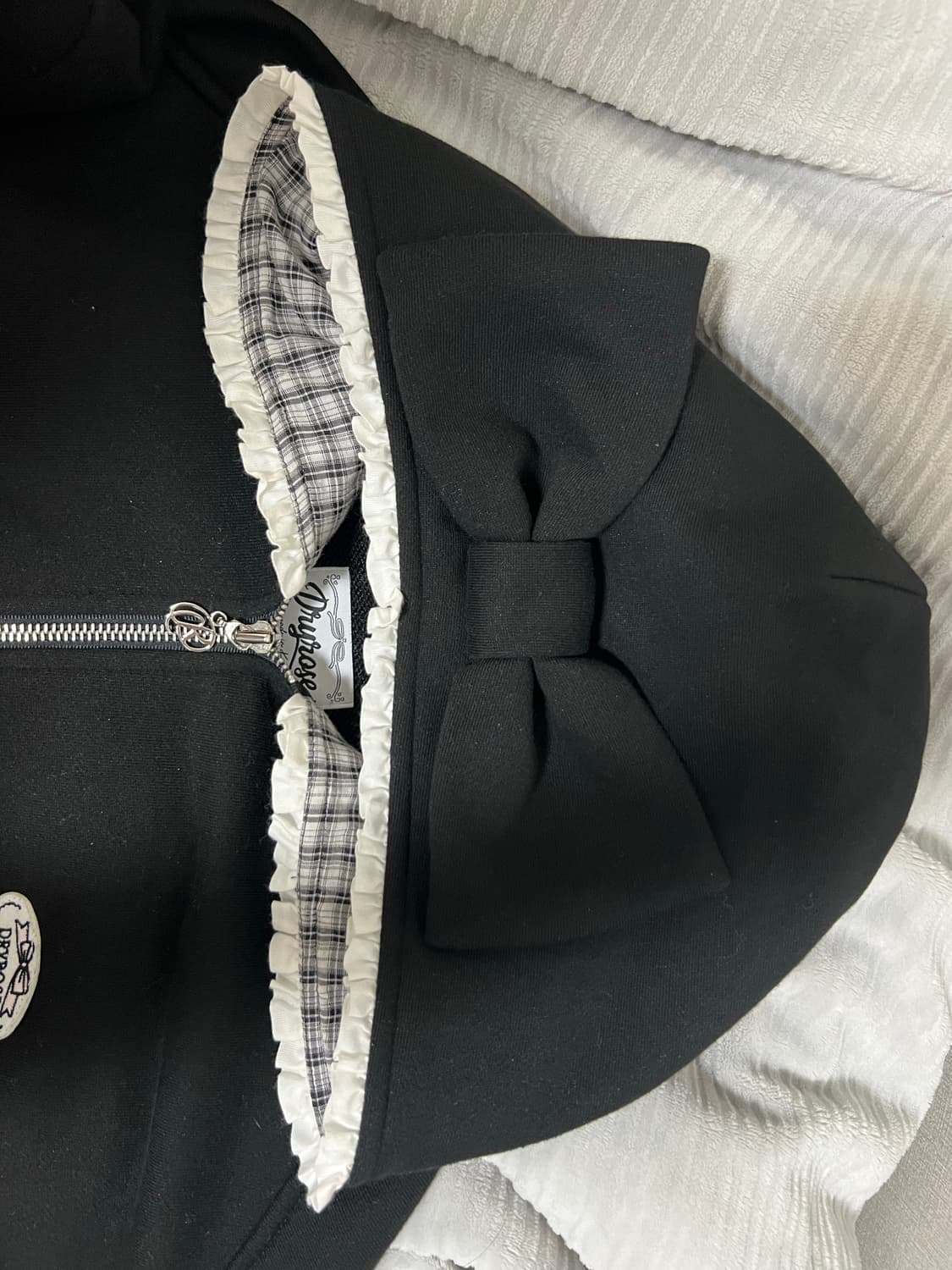 드라이로즈 빅리본 후드집업 블랙 상품이미지6