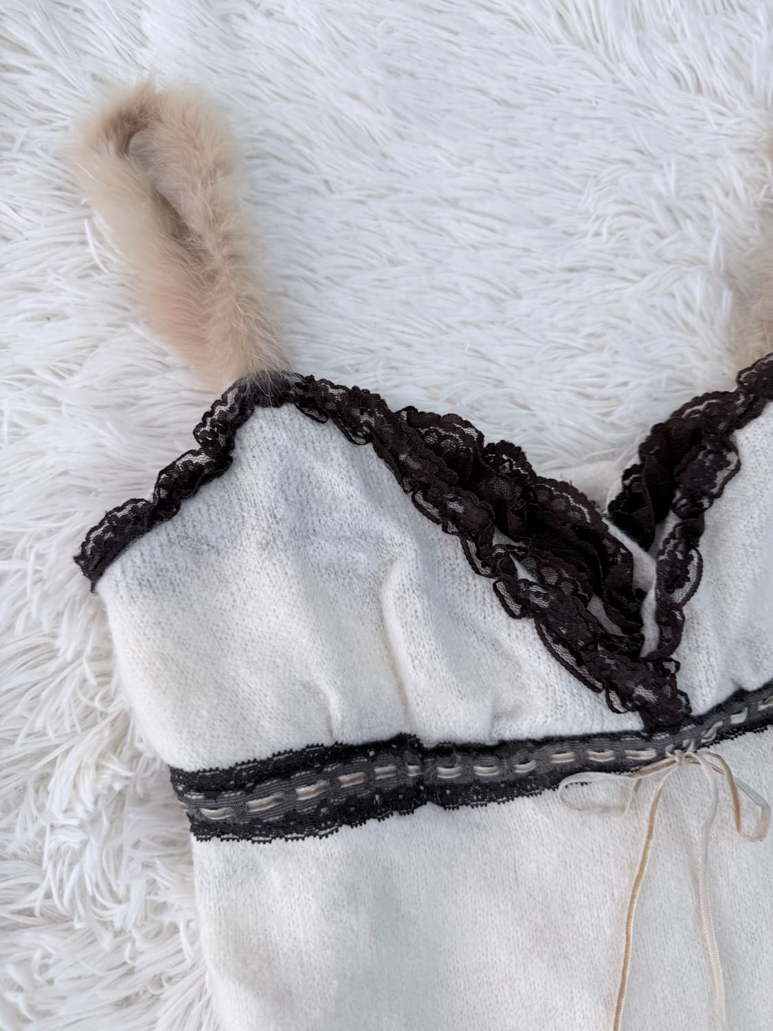 브라운-아이보리 퍼 포인트 캐미솔 나시 상품이미지2