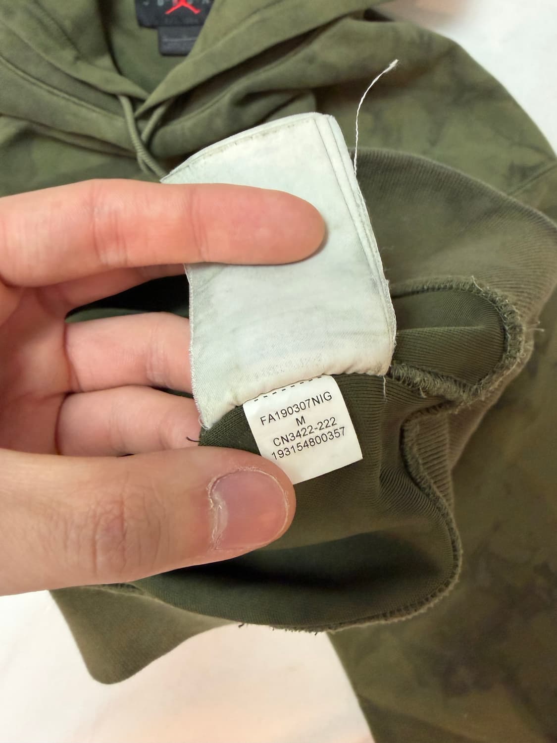 나이키 조던 X 트래비스 스캇 워시드 스웨이드 후드티 올리브 상품이미지7