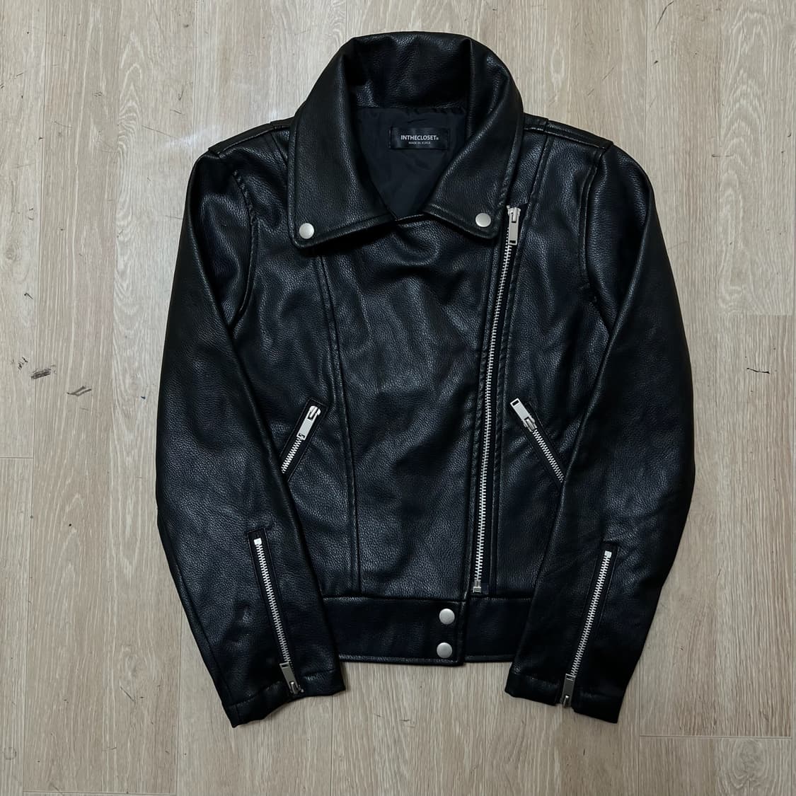인더클로젯 여성 더블 라이더 레더 가죽자켓 S/90  상품이미지1