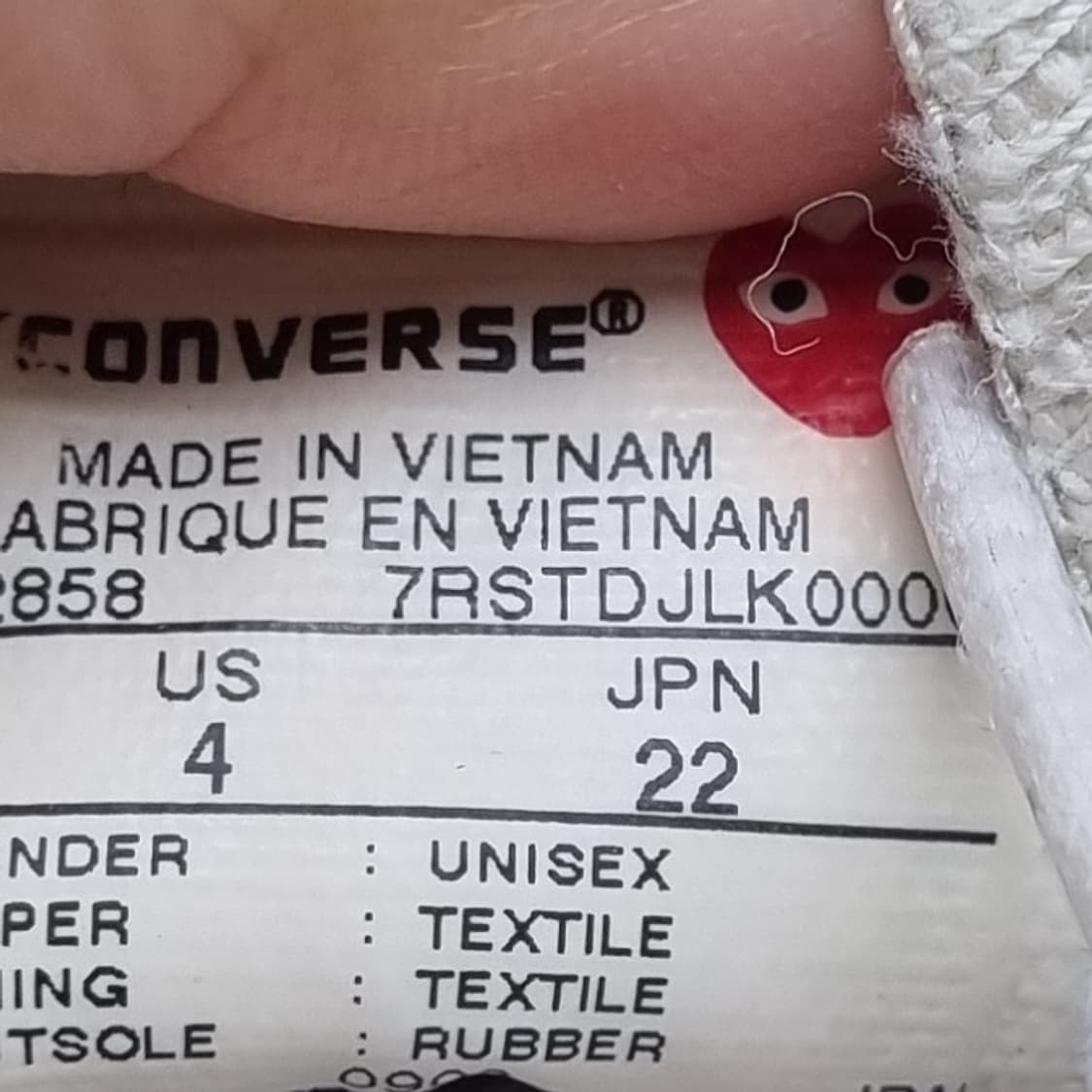 컨버스 꼼데 하트 로우 스니커즈 화이트220 상품이미지6