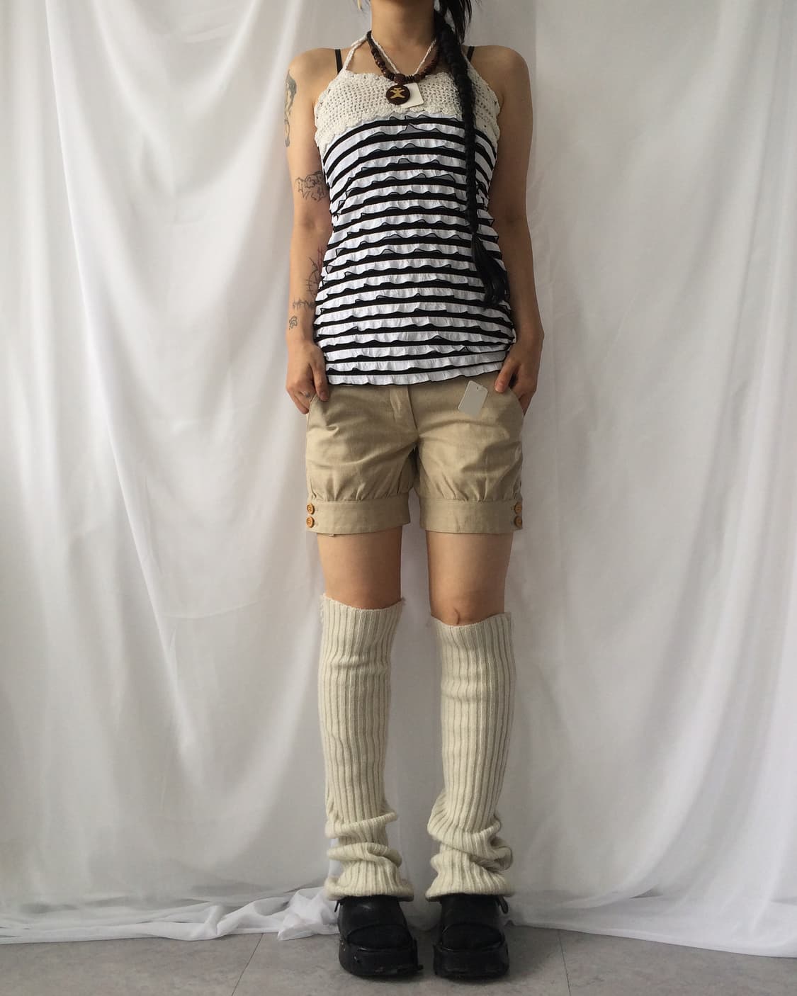 Crochet point stripe pattern holter slee 상품이미지8
