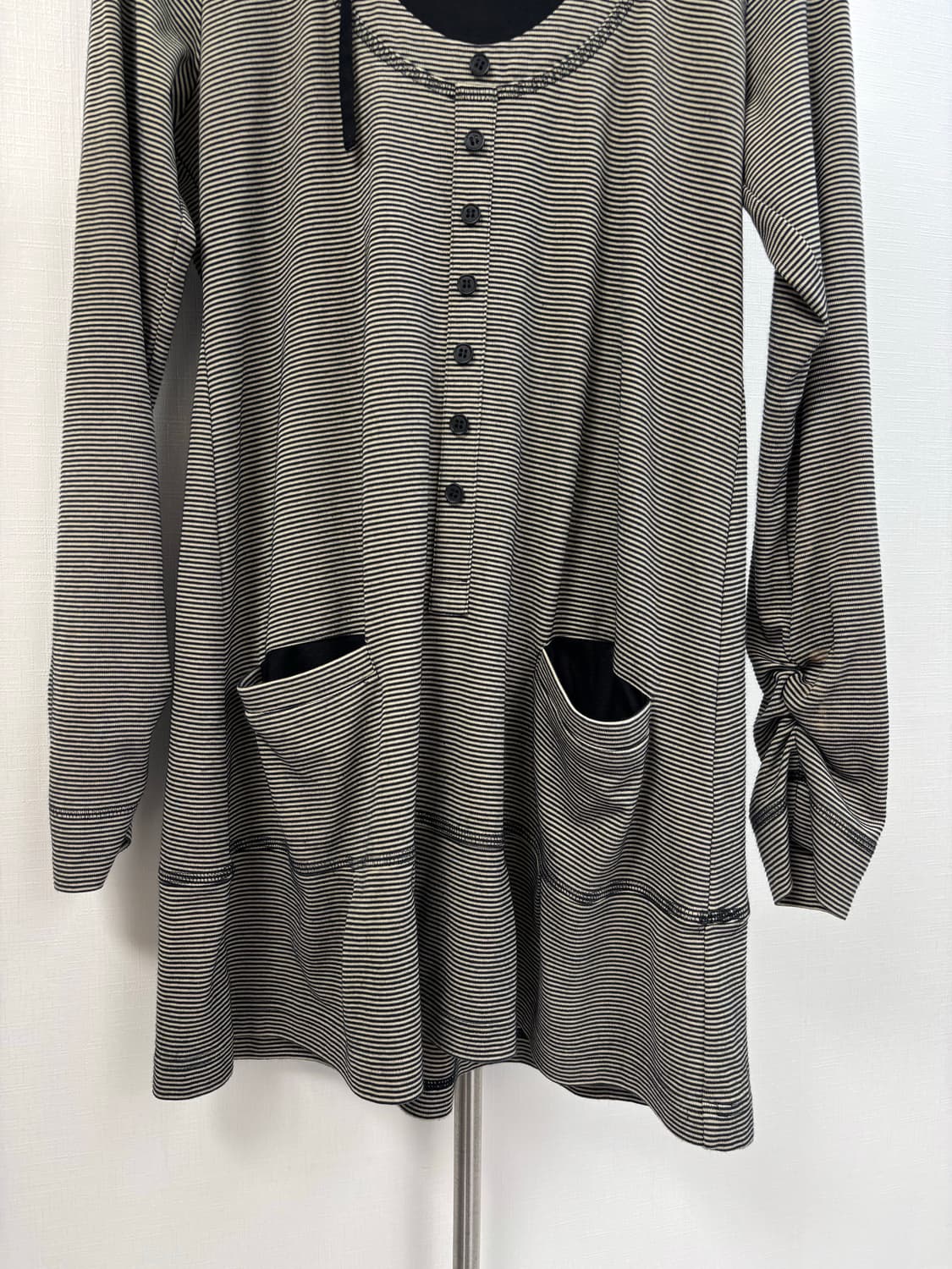 sutfeso 빈티지 스트라이프 벌룬 후디 레이어드 탑 상품이미지3