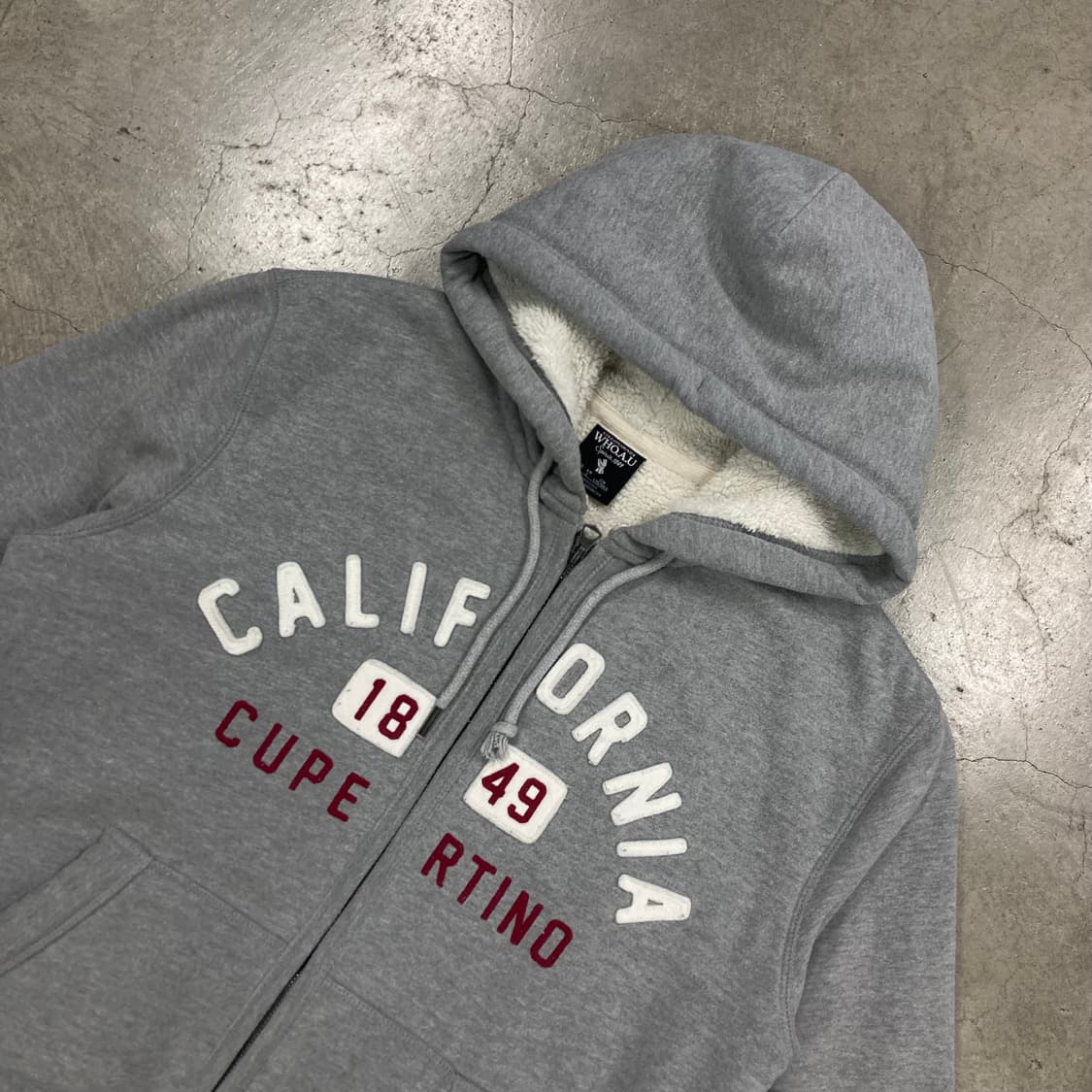 후아유 그레이 컬러 스펠아웃 후드 집업 상품이미지2