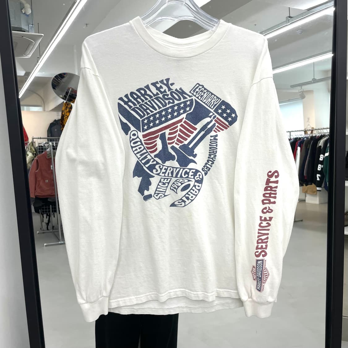 할리데이비슨 미국 성조기 롱슬리브 화이트 긴팔 티셔츠 상품이미지3