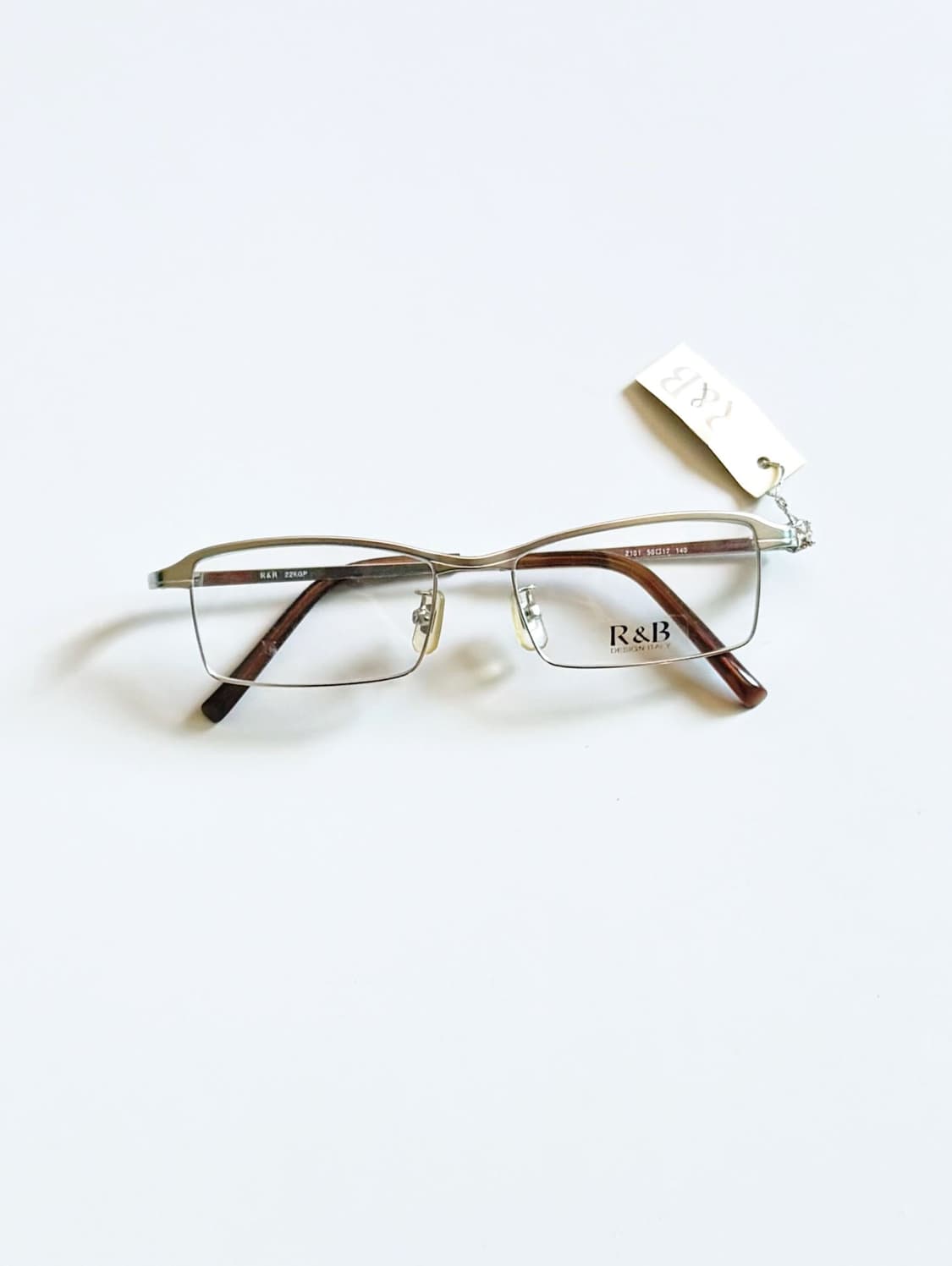 R&B EYEWEAR 실버 반무테 스퀘어 메탈 빈티지 안경 상품이미지1