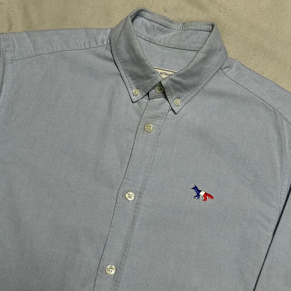 38 메종키츠네 트리컬러 폭스 스카이블루 코튼 셔츠 상품이미지1