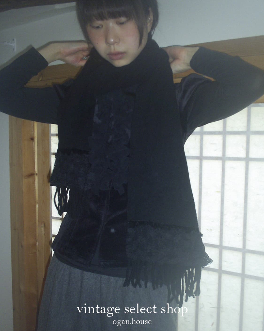 vintage lace wool&cashmere muffler 상품이미지4