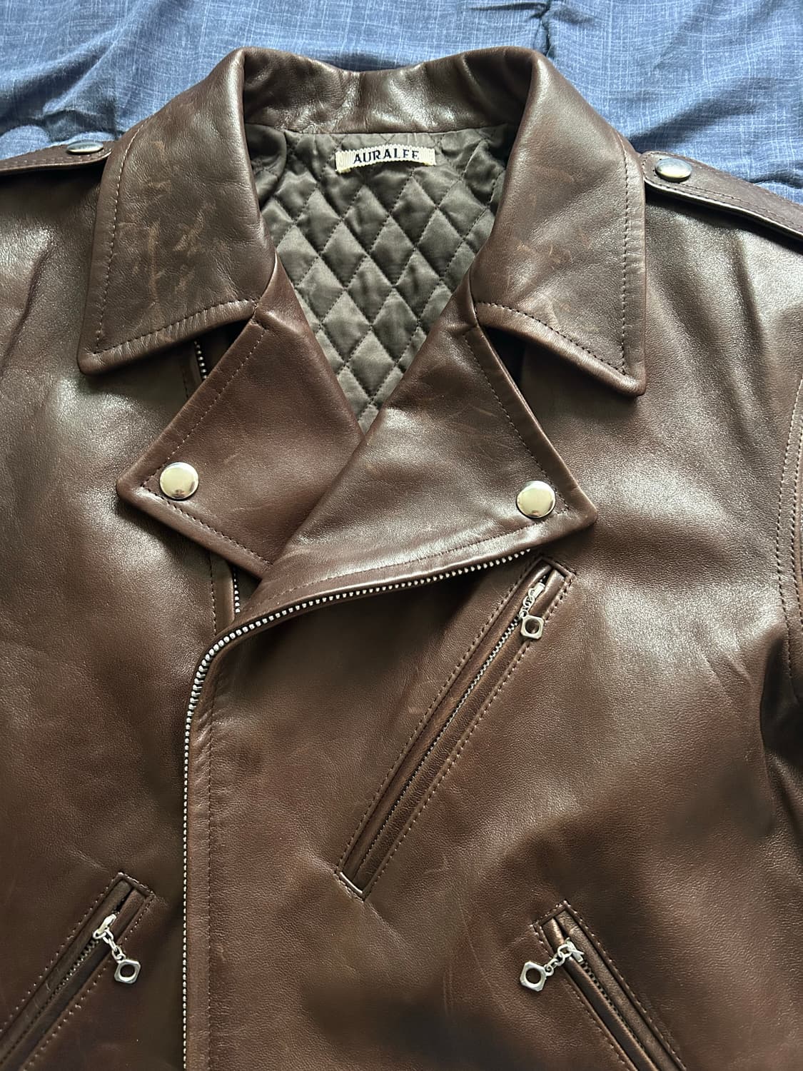 Auralee 헤비 램 레더 라이더 자켓 5사이즈 상품이미지1