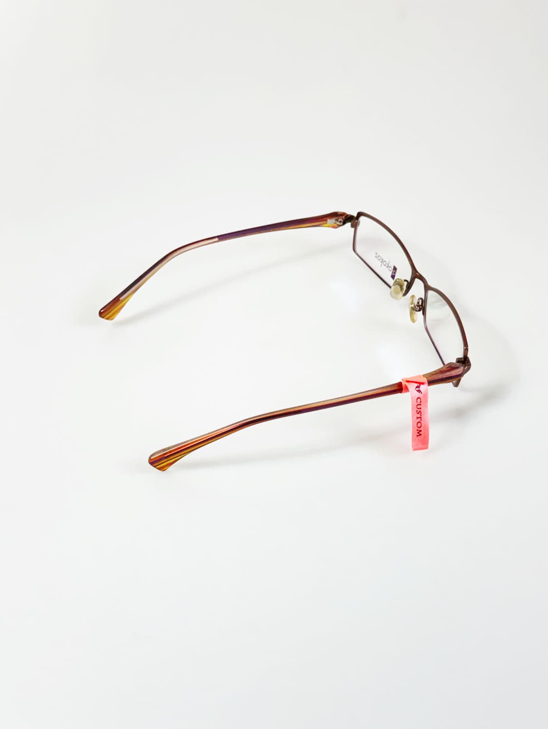 OKOKOZ 브라운 티타늄 메탈 슬림 스퀘어 빈티지 안경 상품이미지4