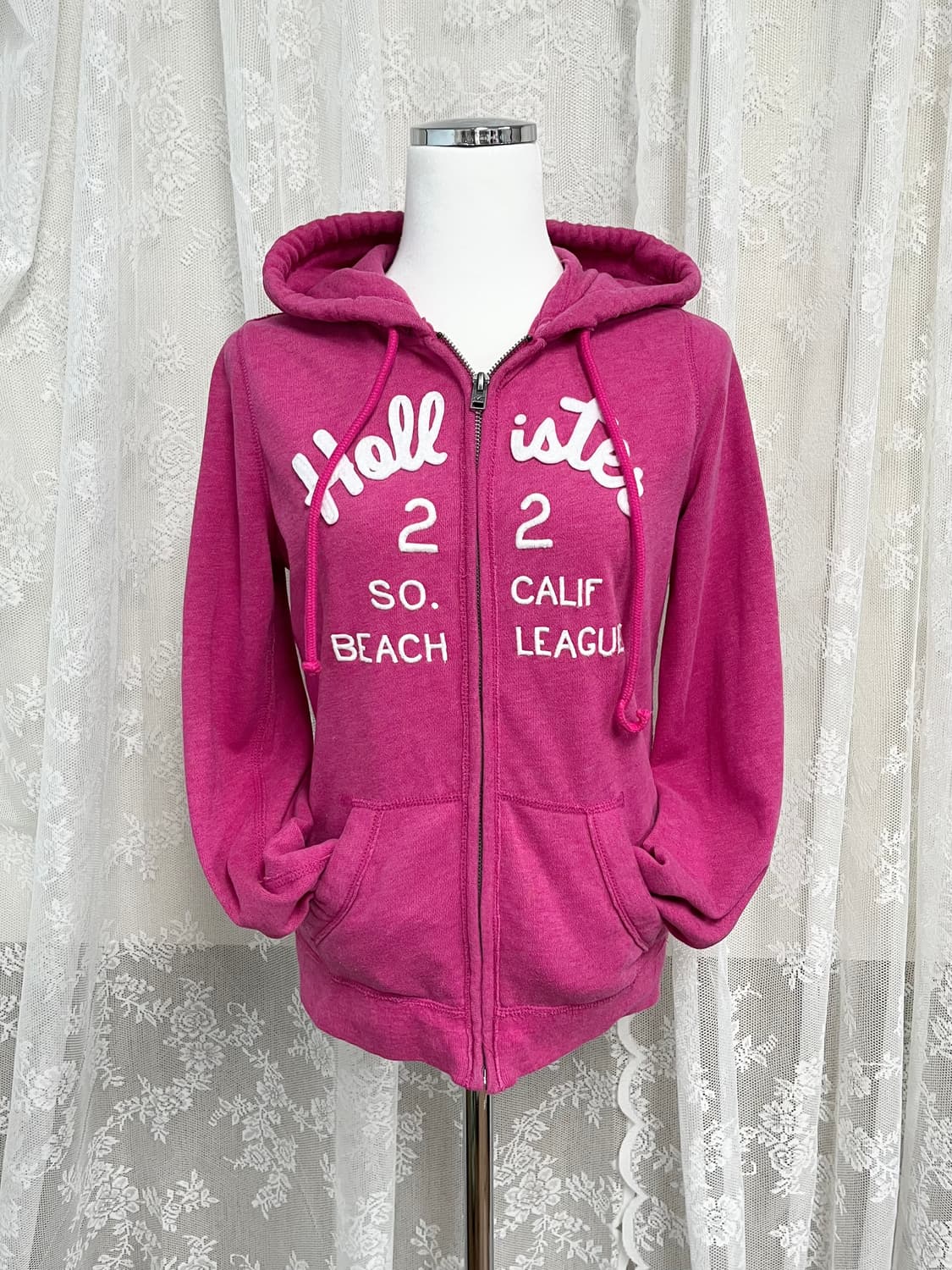 S) 홀리스터 핑크 후드집업 y2k 상품이미지4