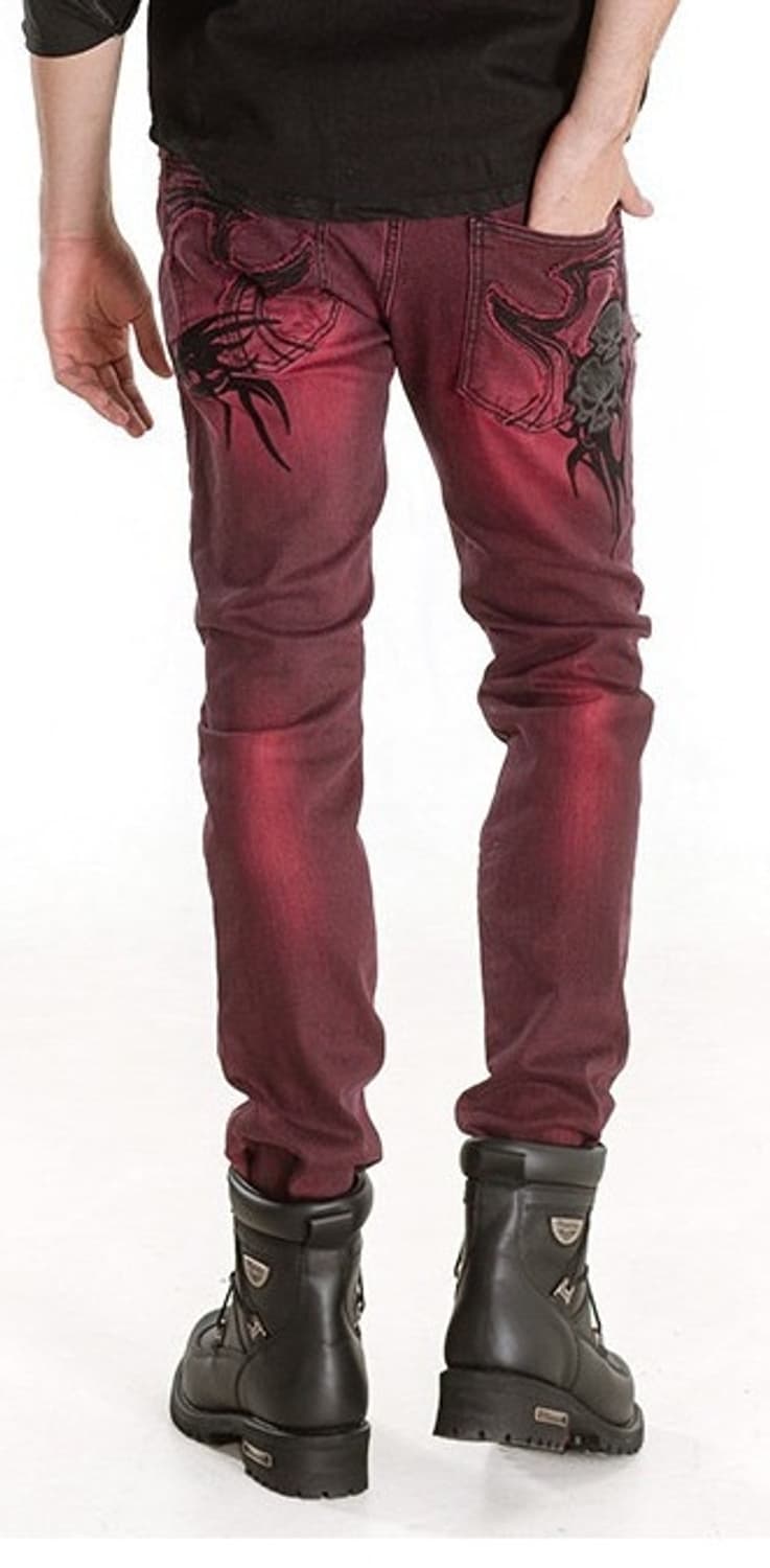 자주와인 스컬자수 데님진 상품이미지2